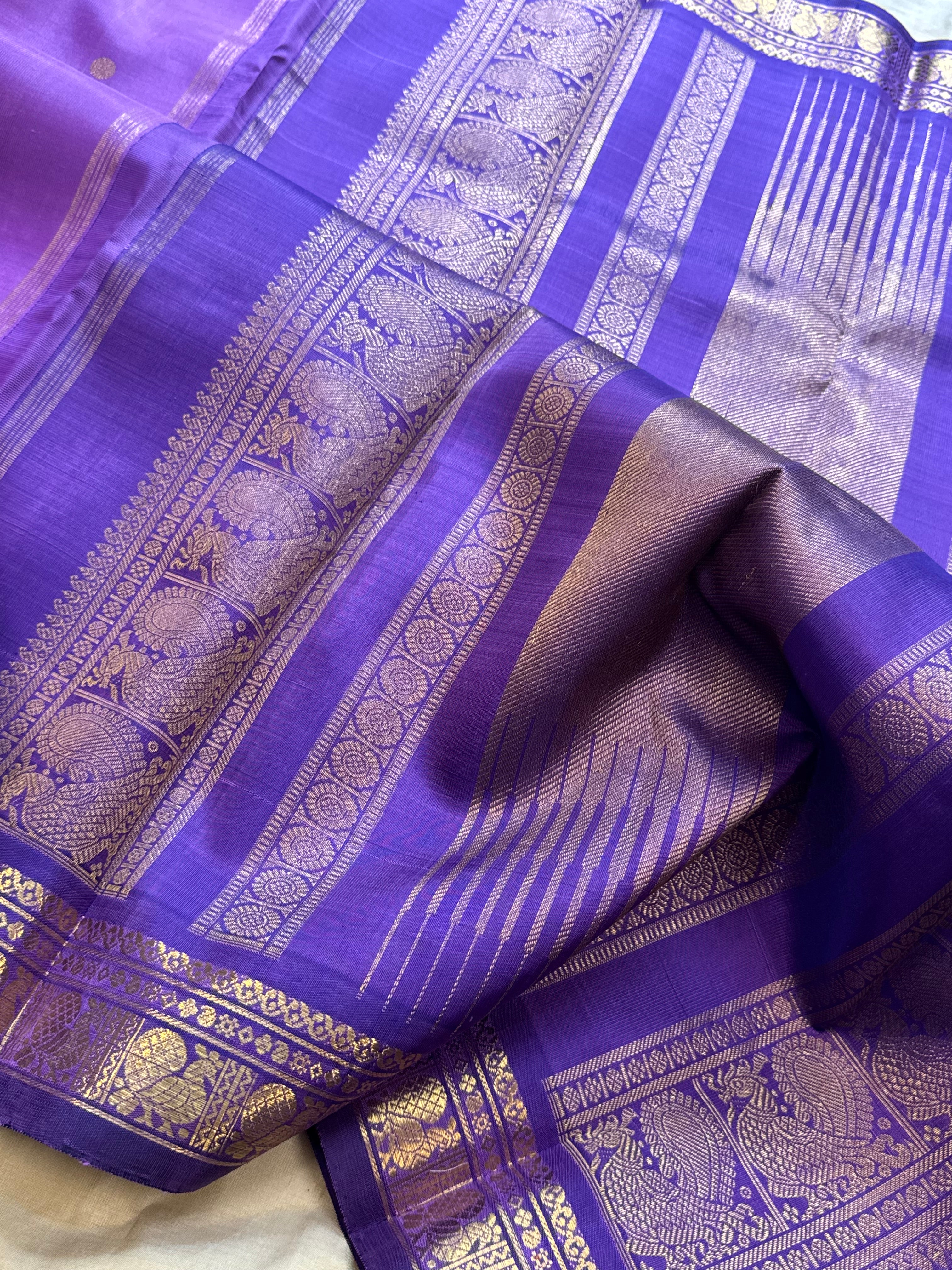 Lavender purple Annam pet border / Kanjipuram silk