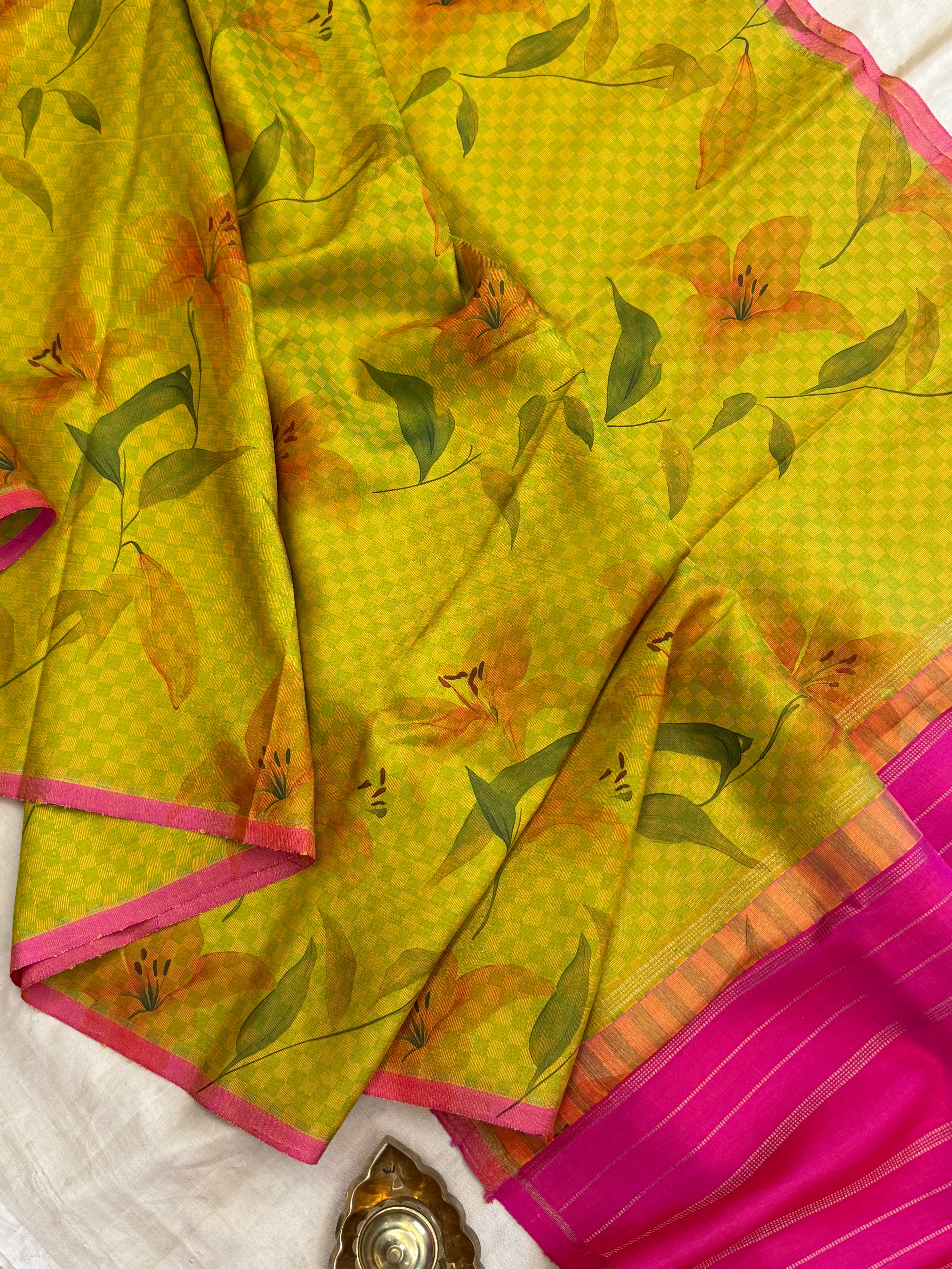 FLORAL DIGITAL PRINTED PURE ZARI / KANJIPURAM SILK SAREE CLSA 10815
