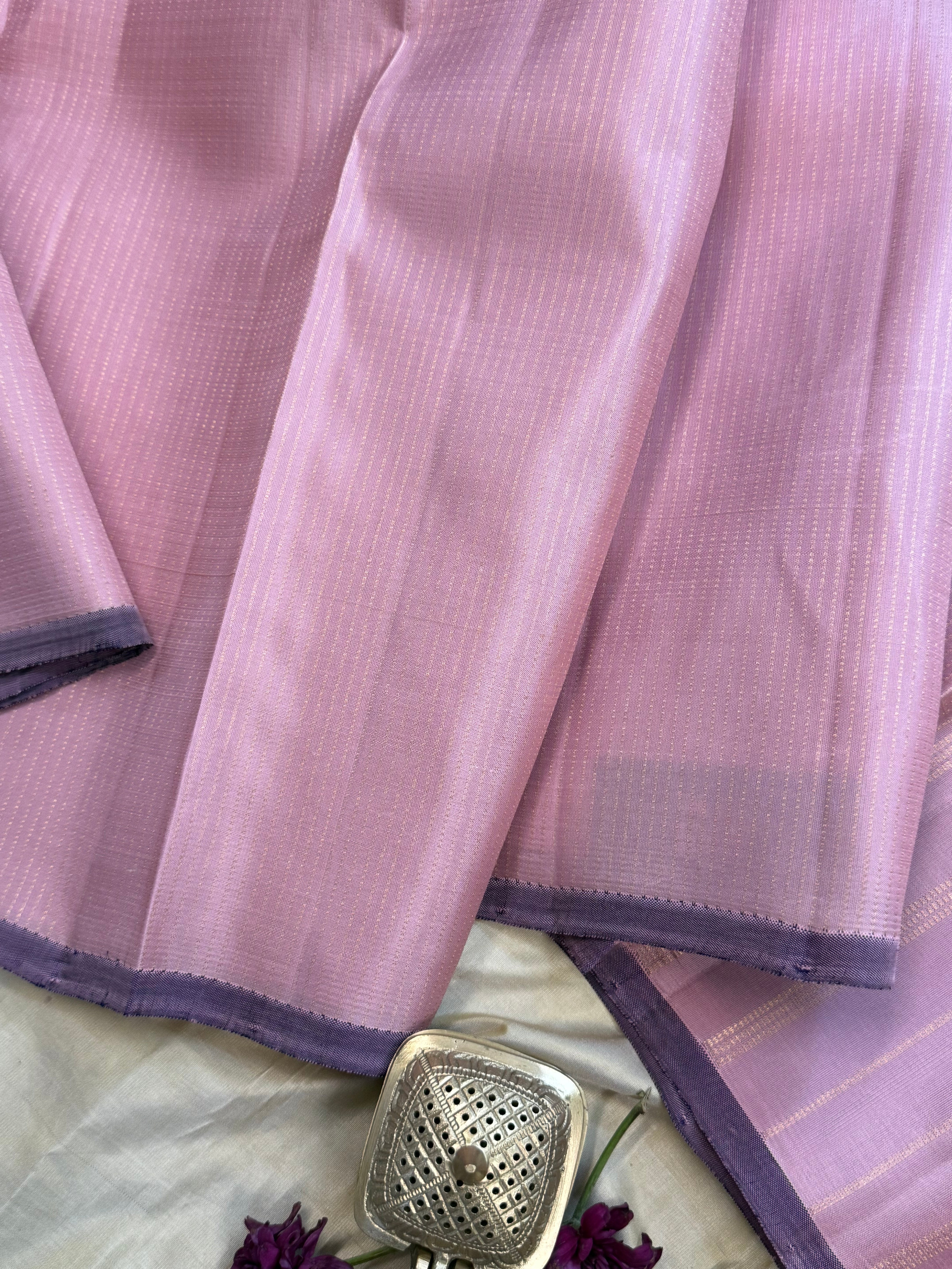 Pink Oosi zari stripes / Kanjipuram silk
