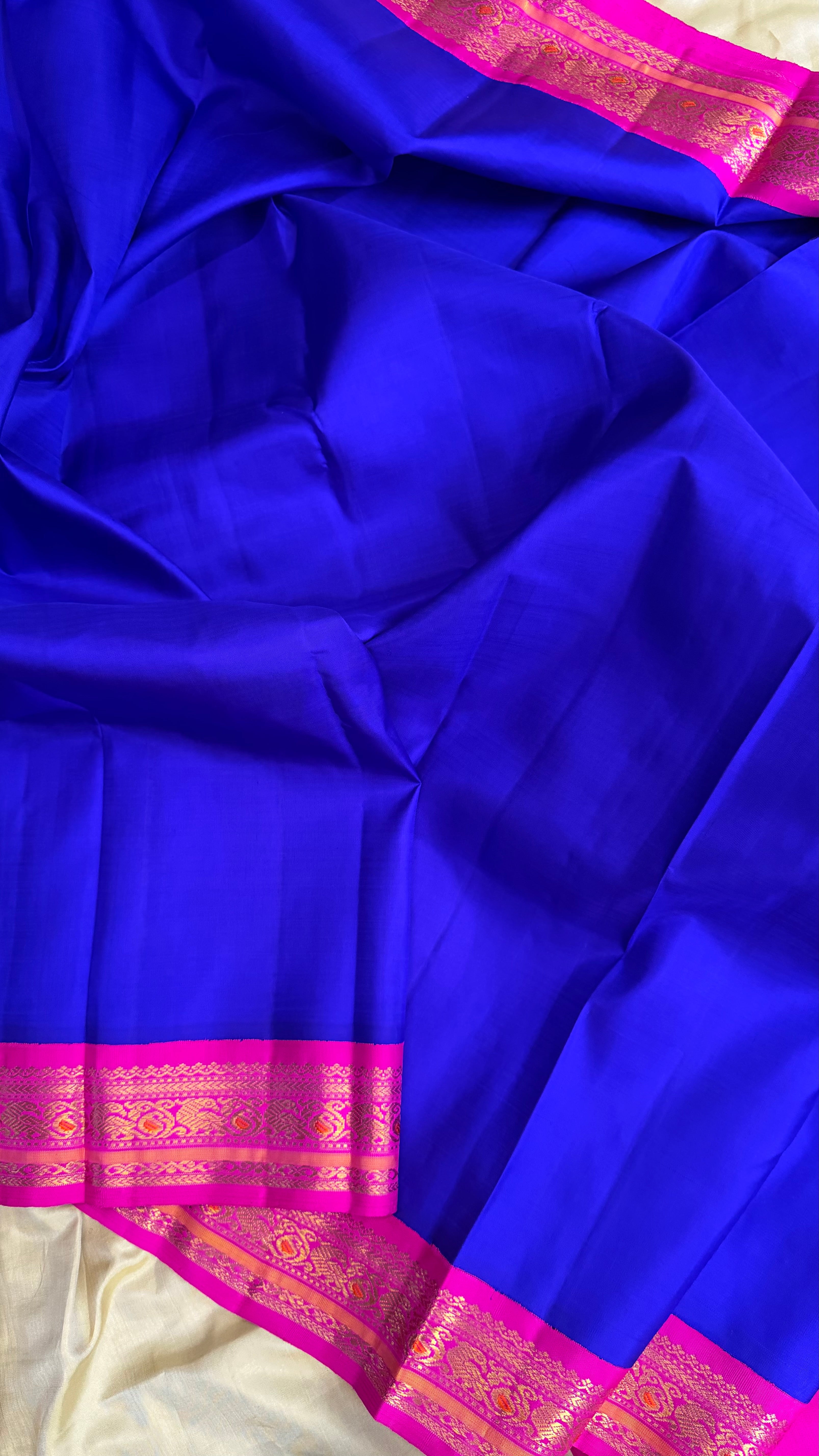 Master weaver - Purplish blue and pink kai korvai/ Kanjipuram Silk
