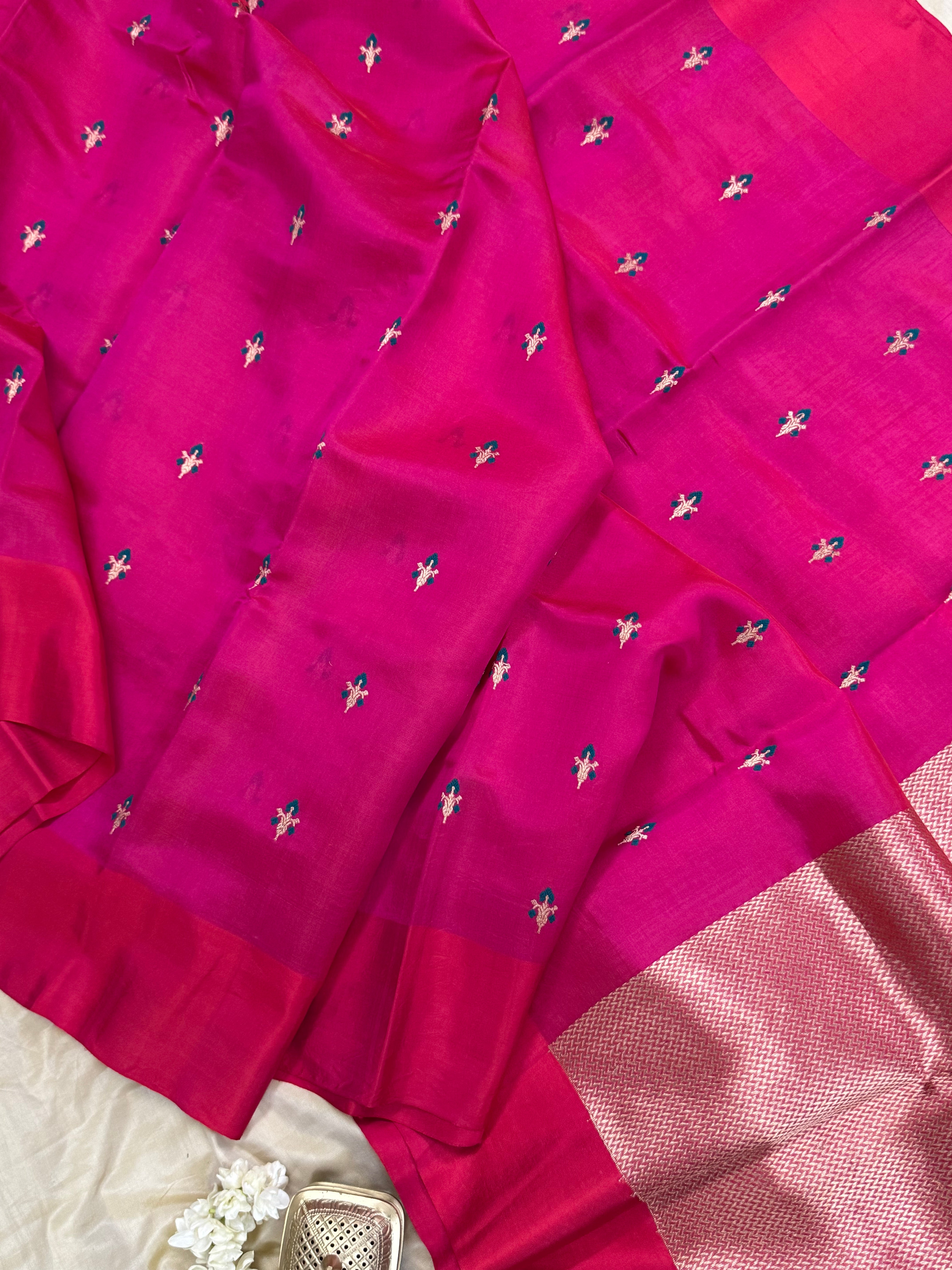 Pink floral / Chanderi Silk