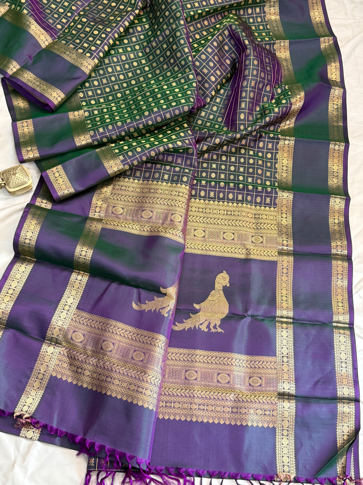 Purple shot pink lakshambutta kili pallu/ Special edition kanjipuram silk