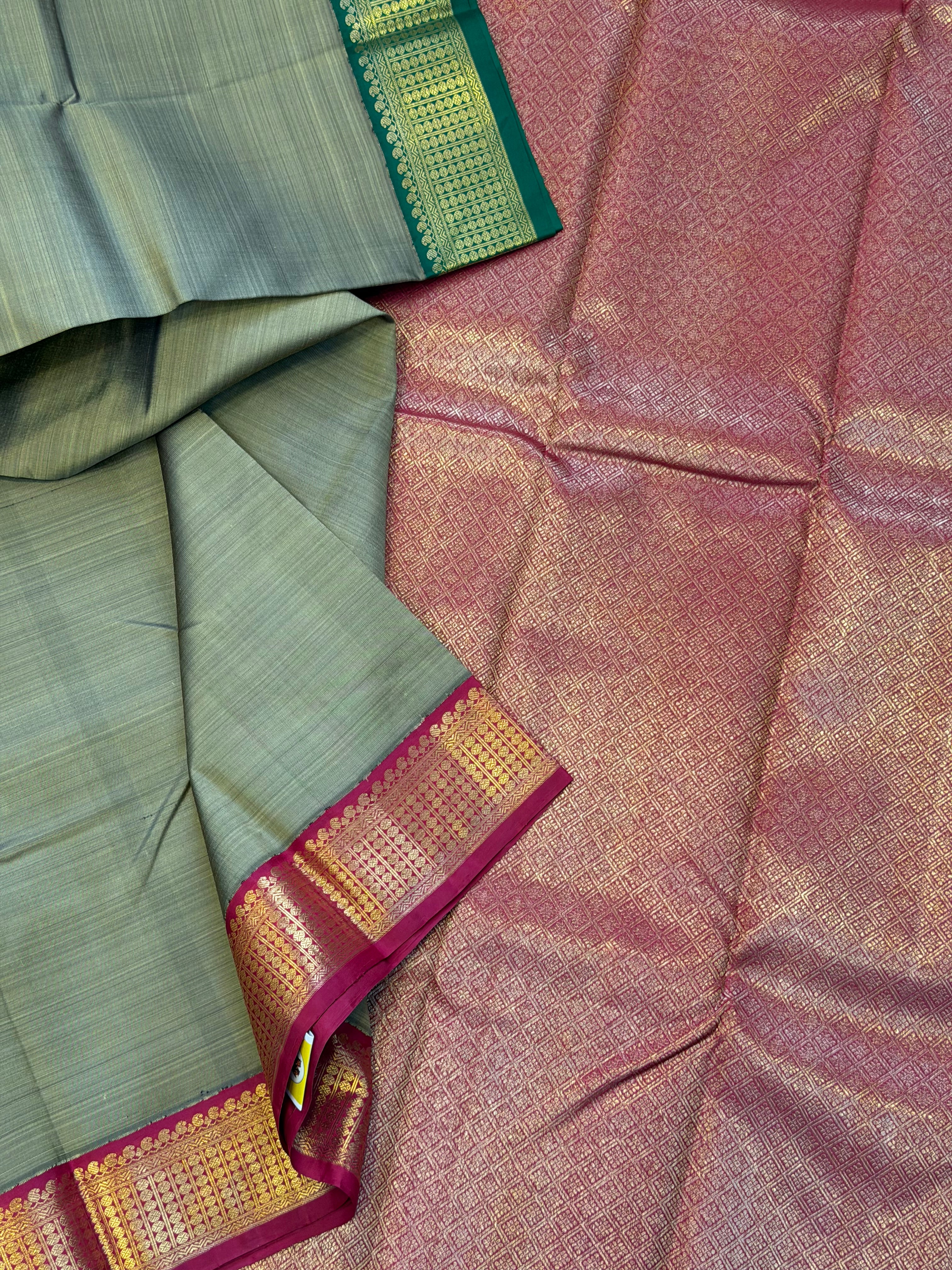 Kaaki Ganga Jamuna double palla Arani saree
