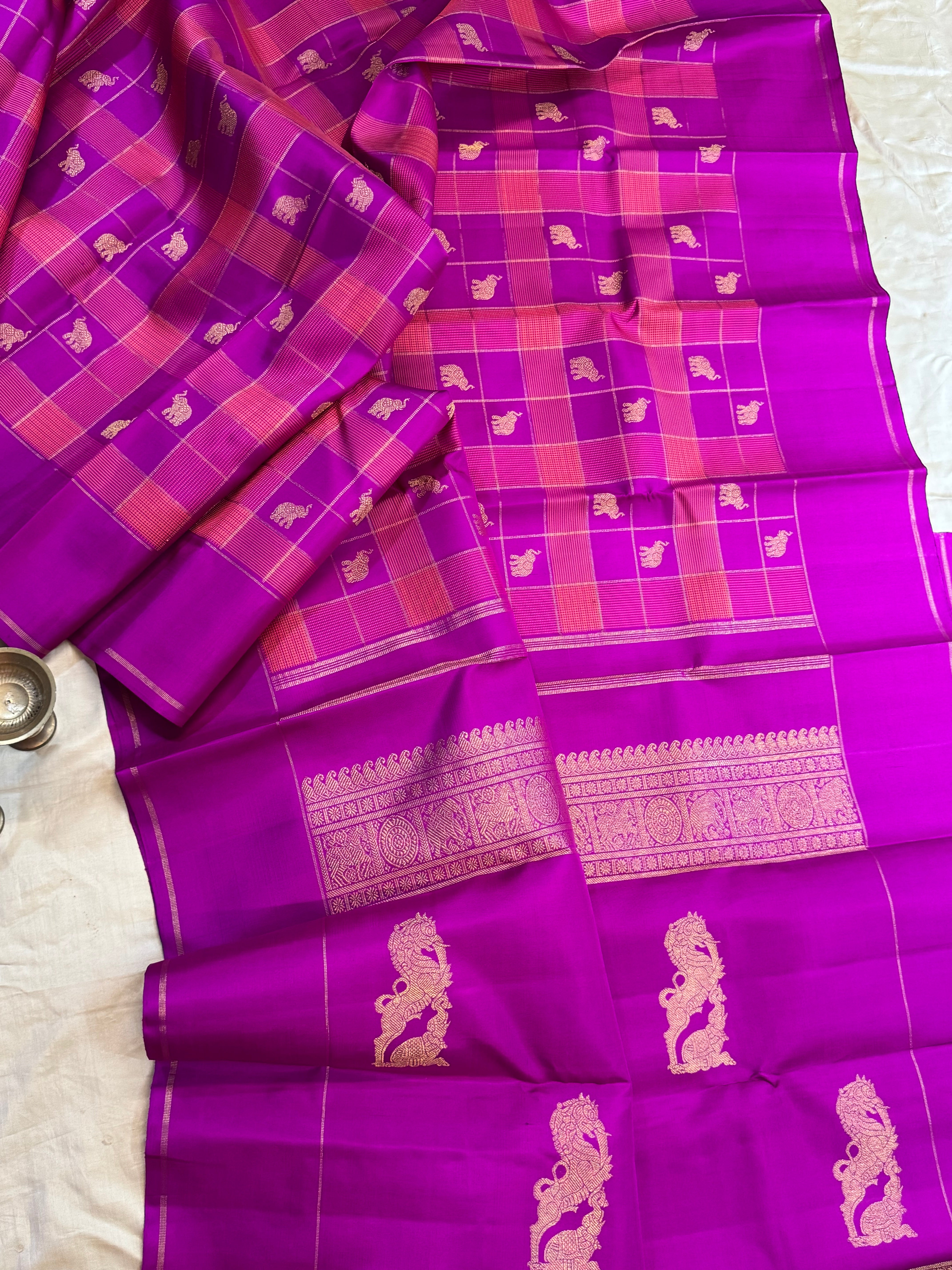 Pink Chettinad Kattam / Kanjipuram silk