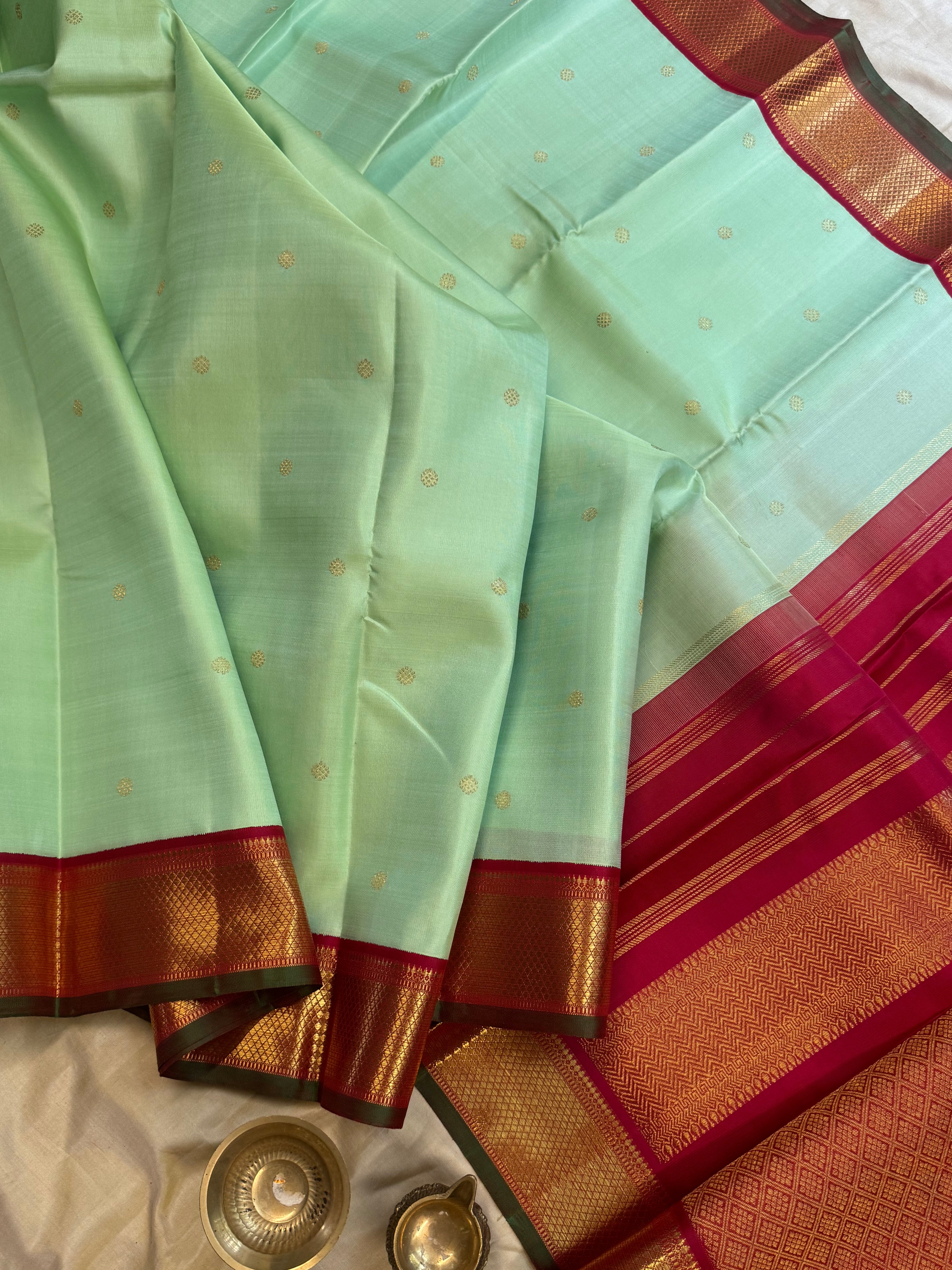 AALAYAM : Pista green korvai kanjipuram silk