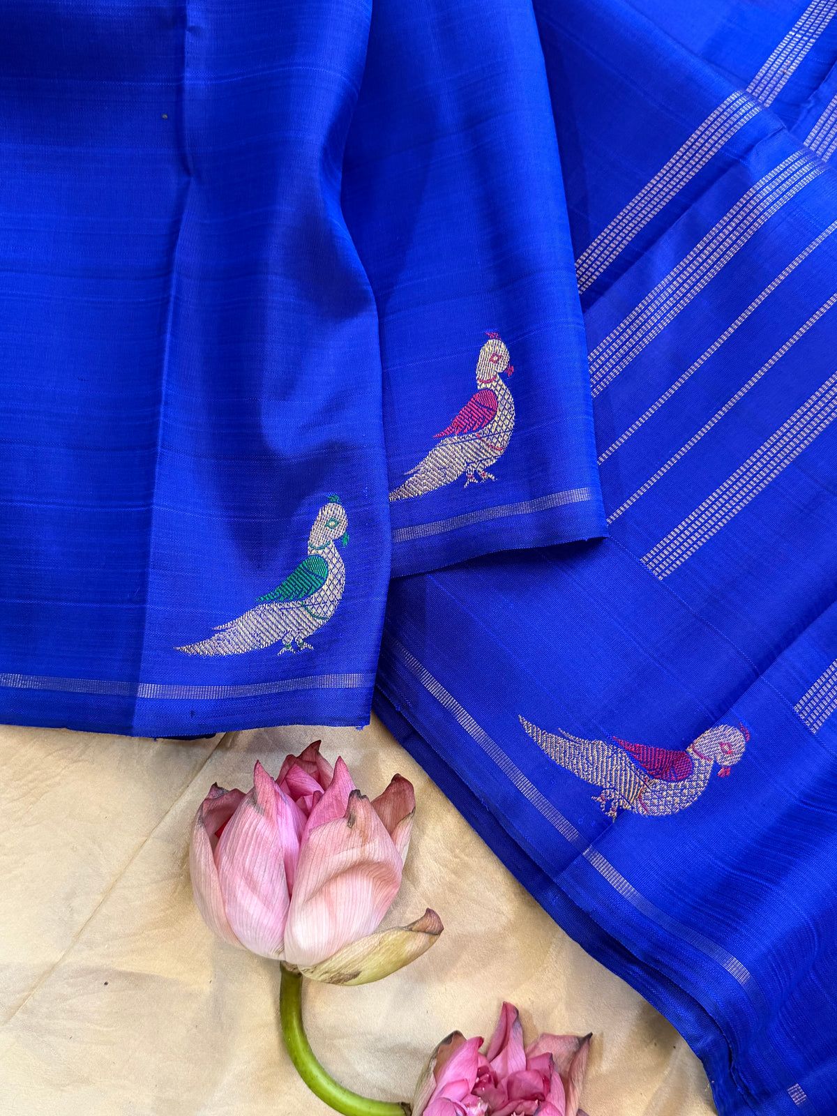 Ms blue Kili saree simple pure Zari Kanjipuram clsa12699