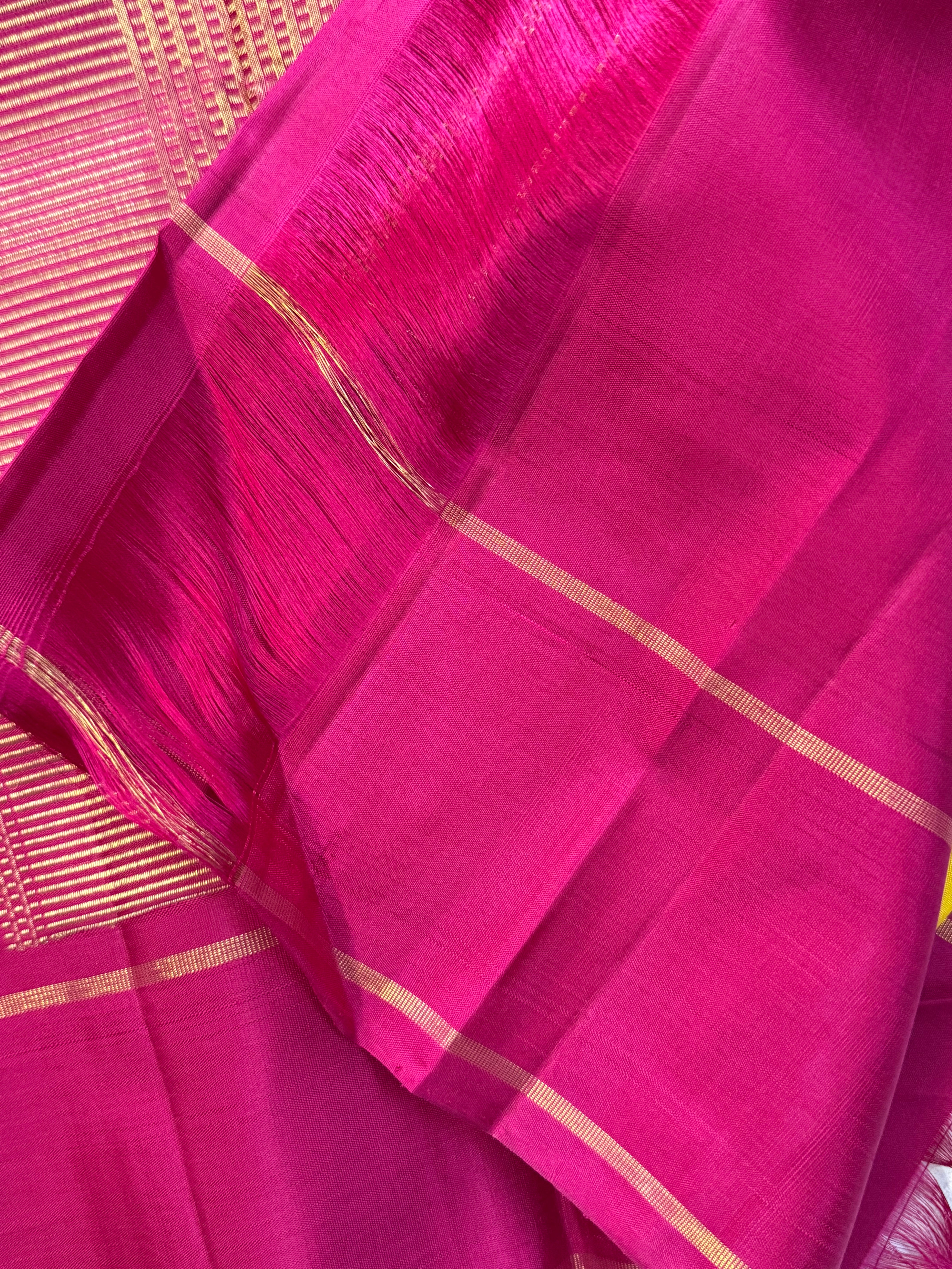 Yellow ganga jamuna border/ Kanjipuram silk