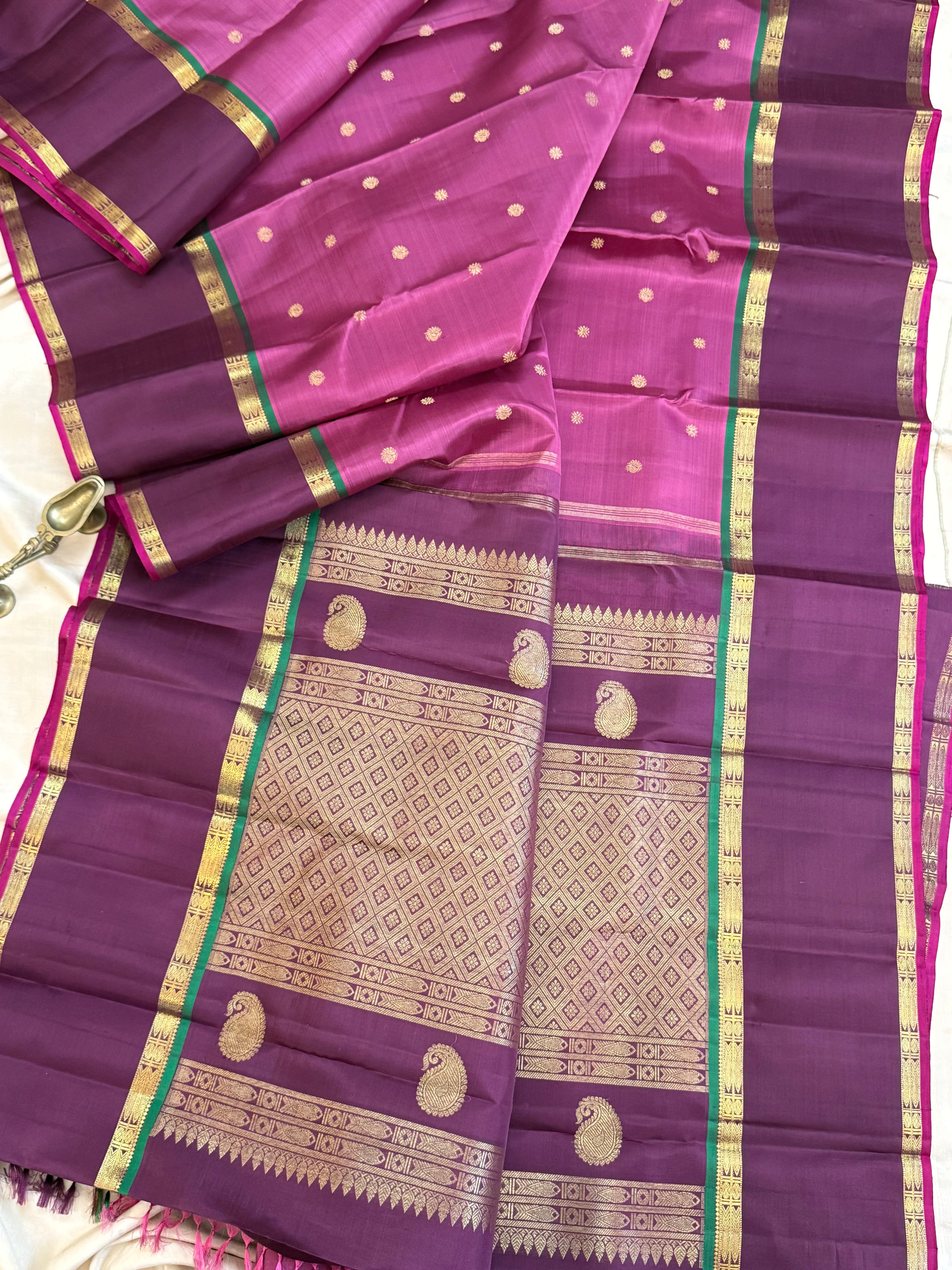 Geva with brown border / kanjipuram silk