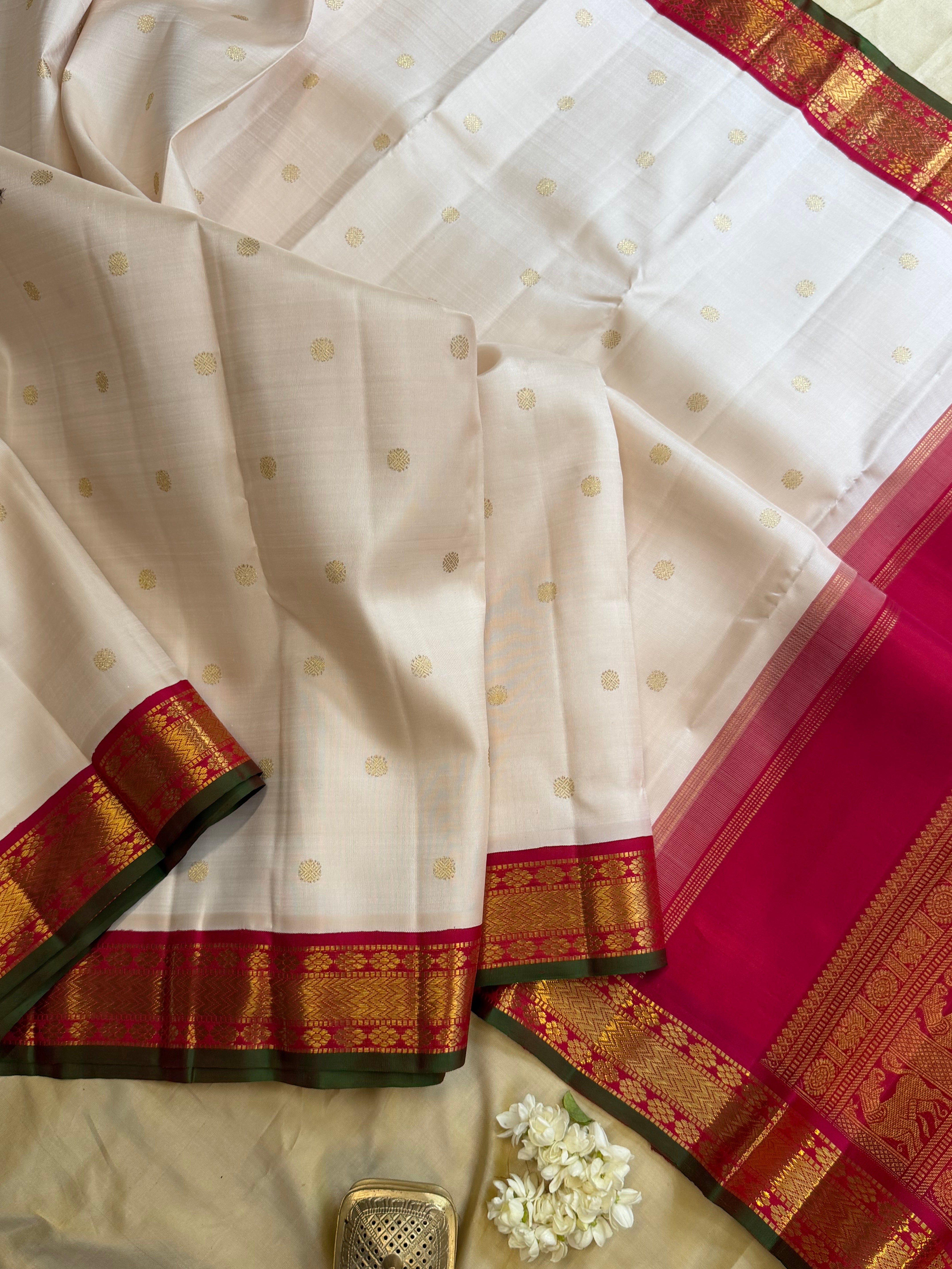 Off white Korvai / Kanjipuram silk saree clsa 11670