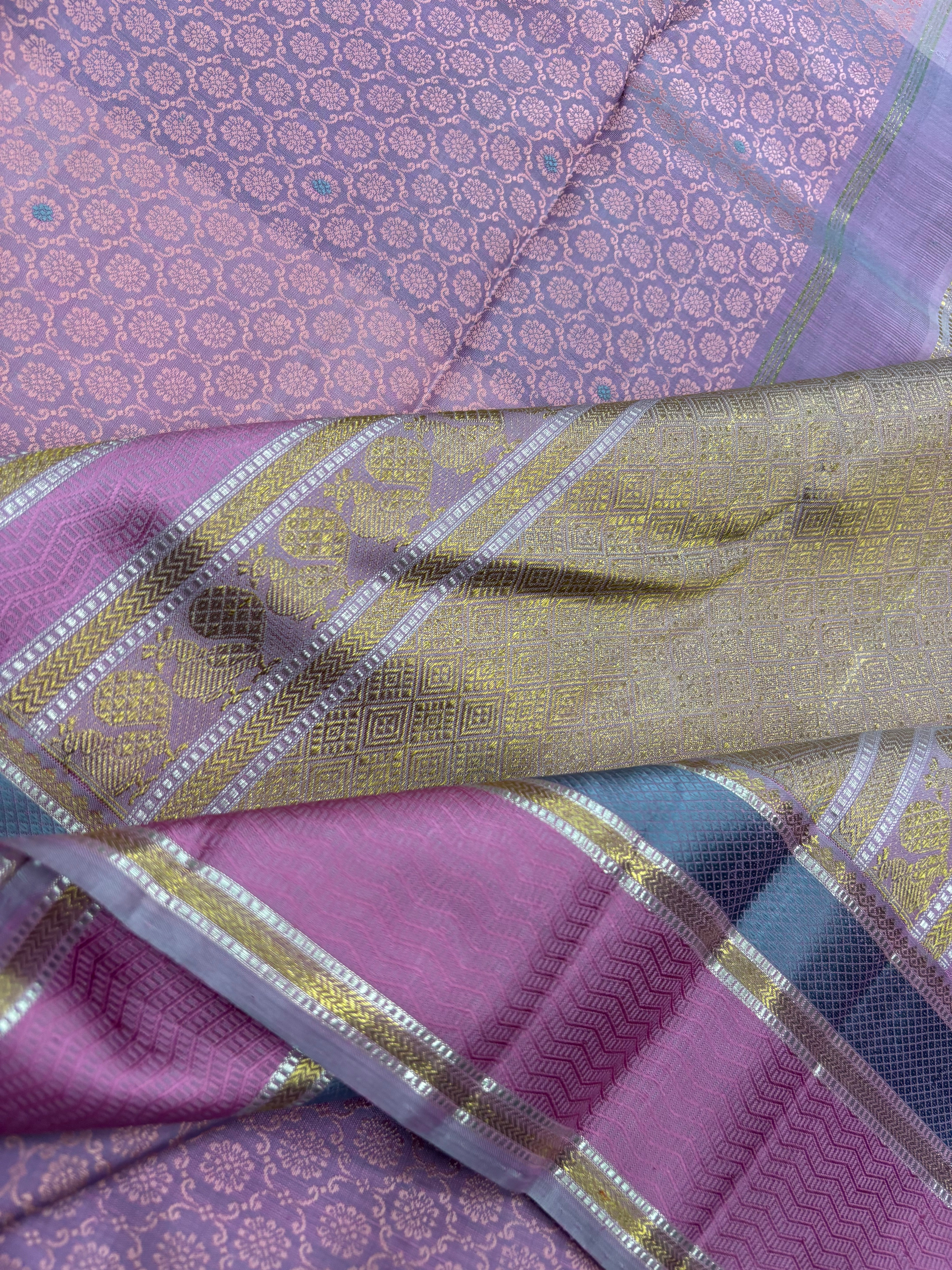 Lavender thread work / kanjipuram silk