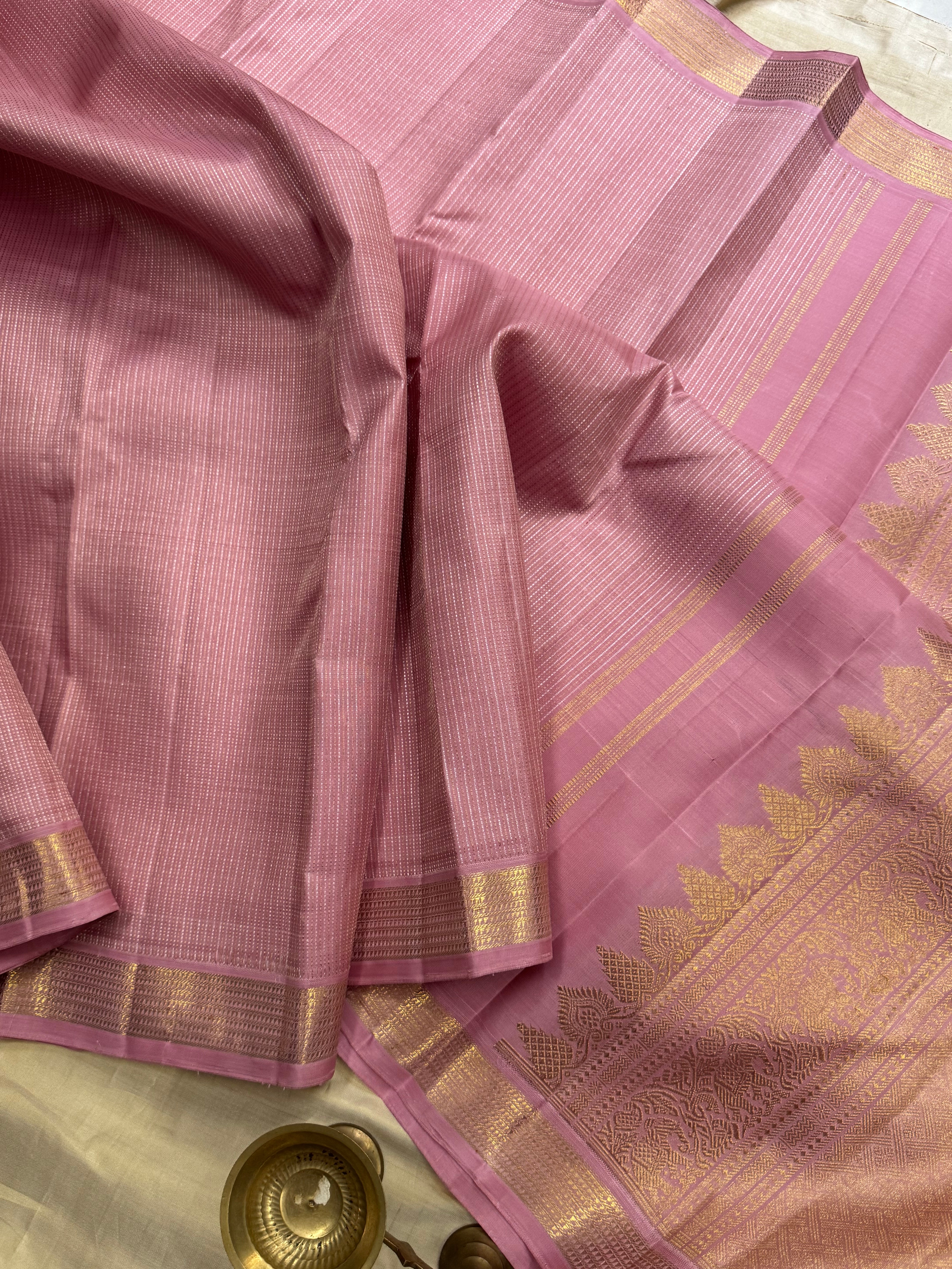 Baby pink retta Muthu OOSIVANAM / kanjipuram silk