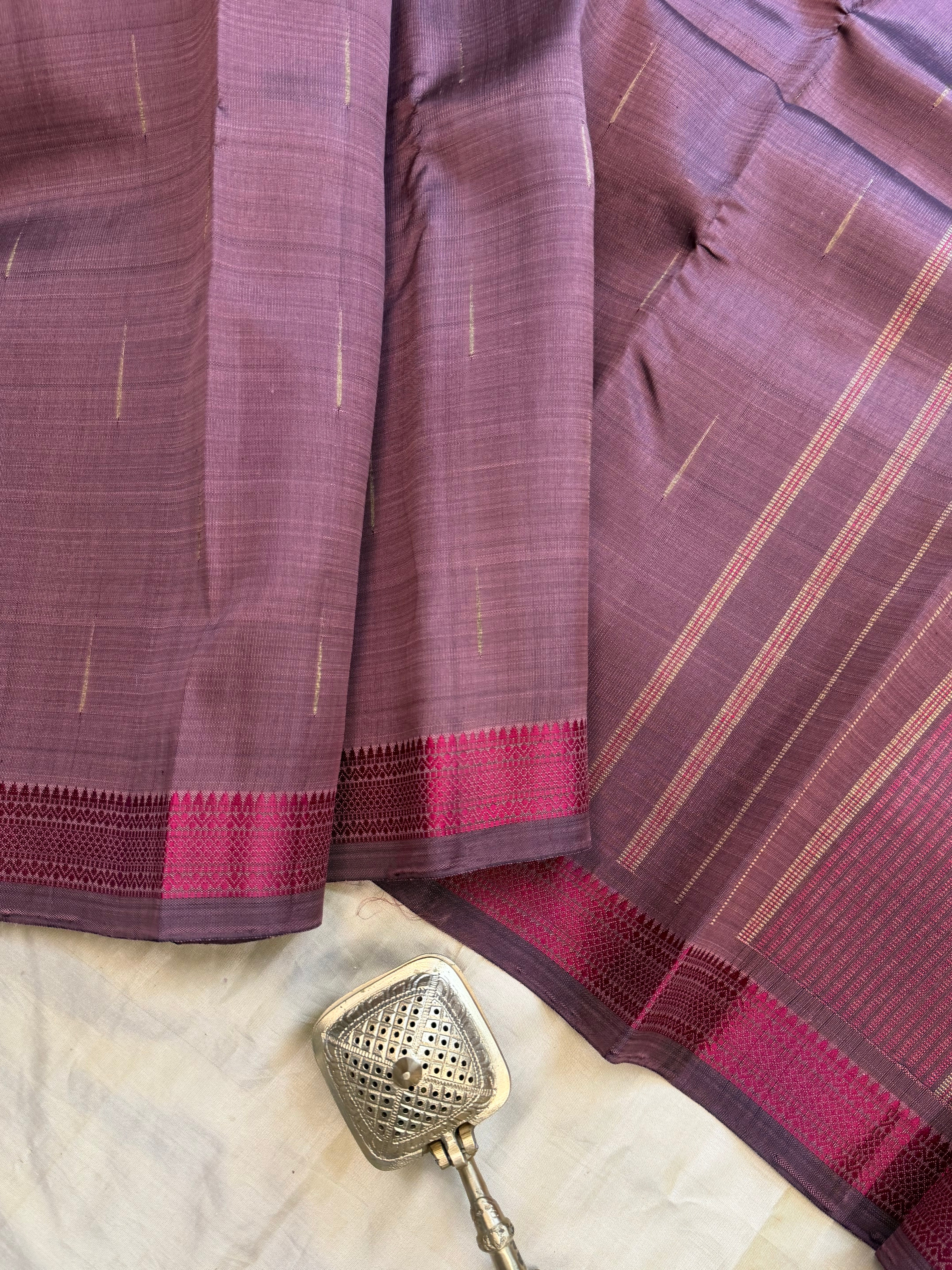 Permam : mauve small border / Kanjipuram silk CL2999