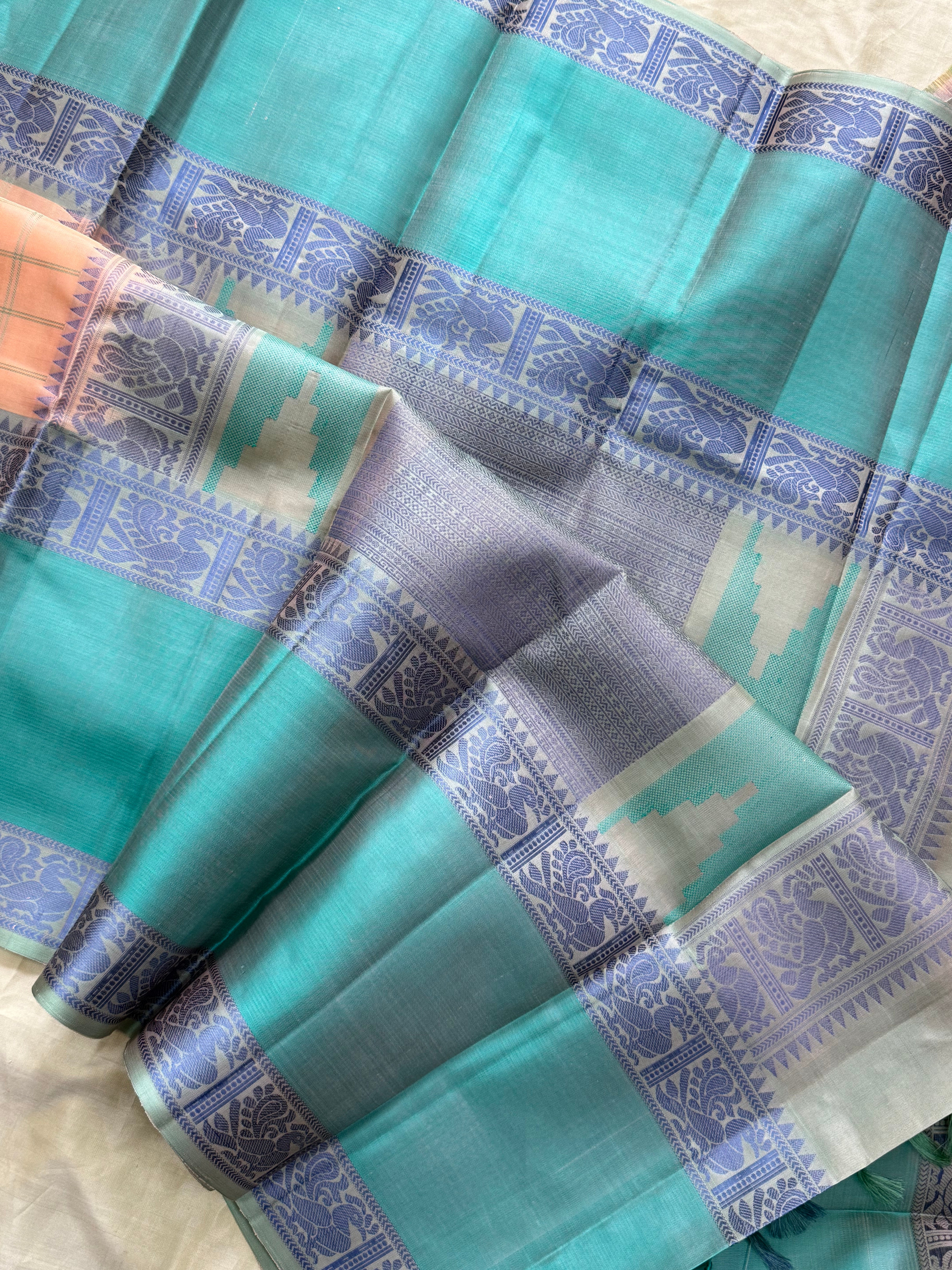 Blush pink kattam long border/ Varnangal Soft Silk CL6532