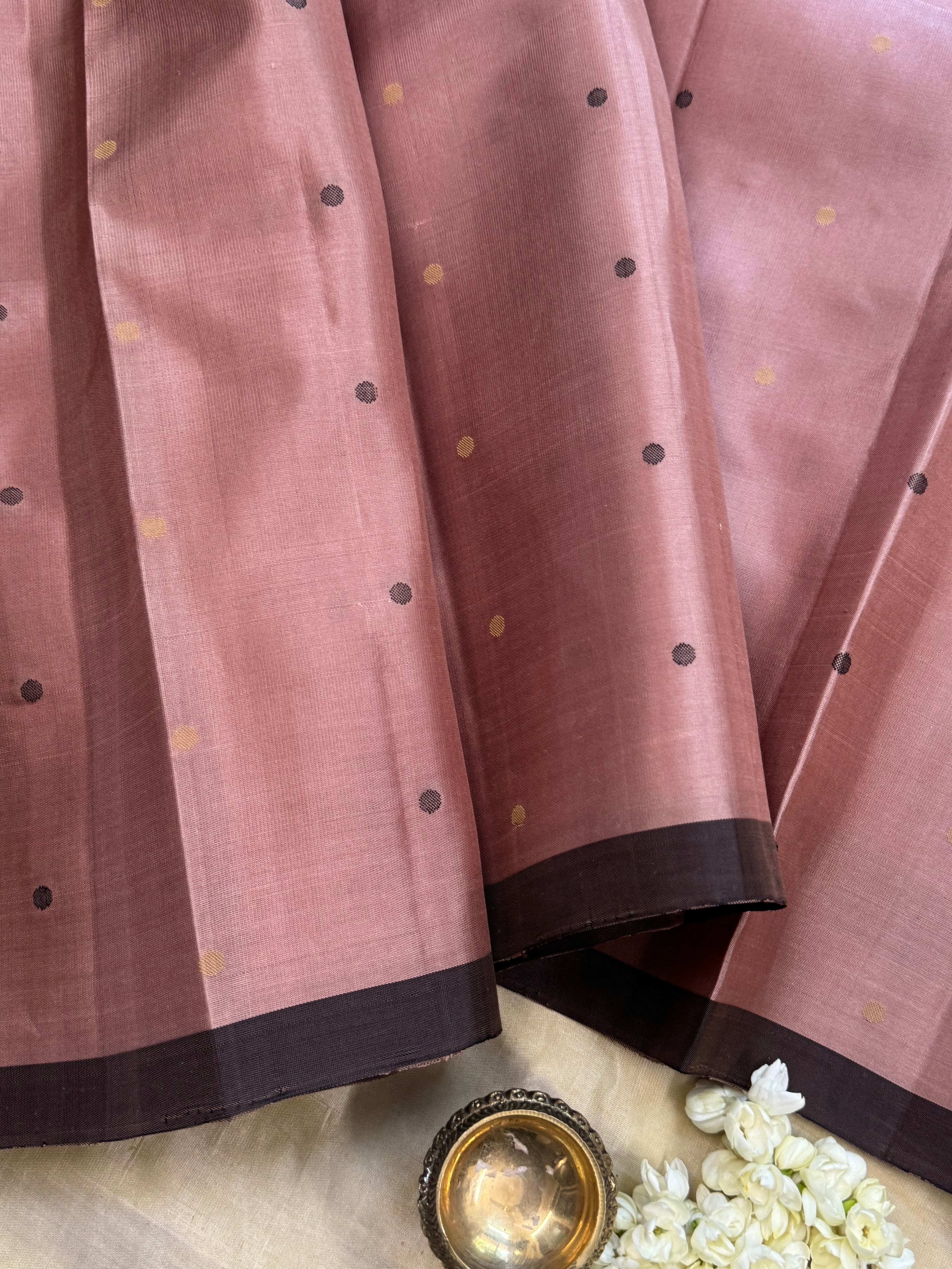 Onion pink borderless unique pallu/ Varnangal soft silk