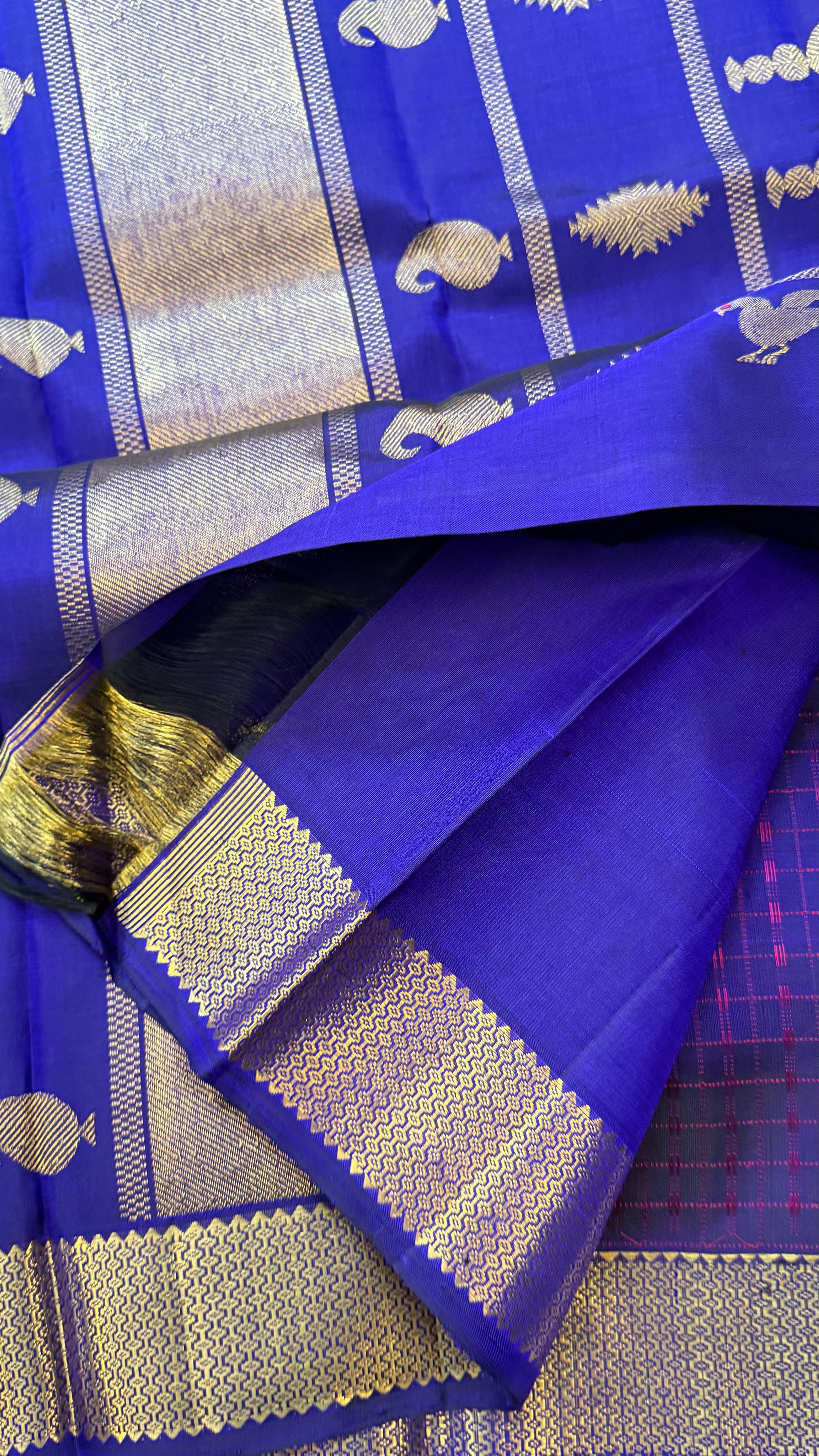 Purplish Blue lakshambutta/ Kanjipuram Silk