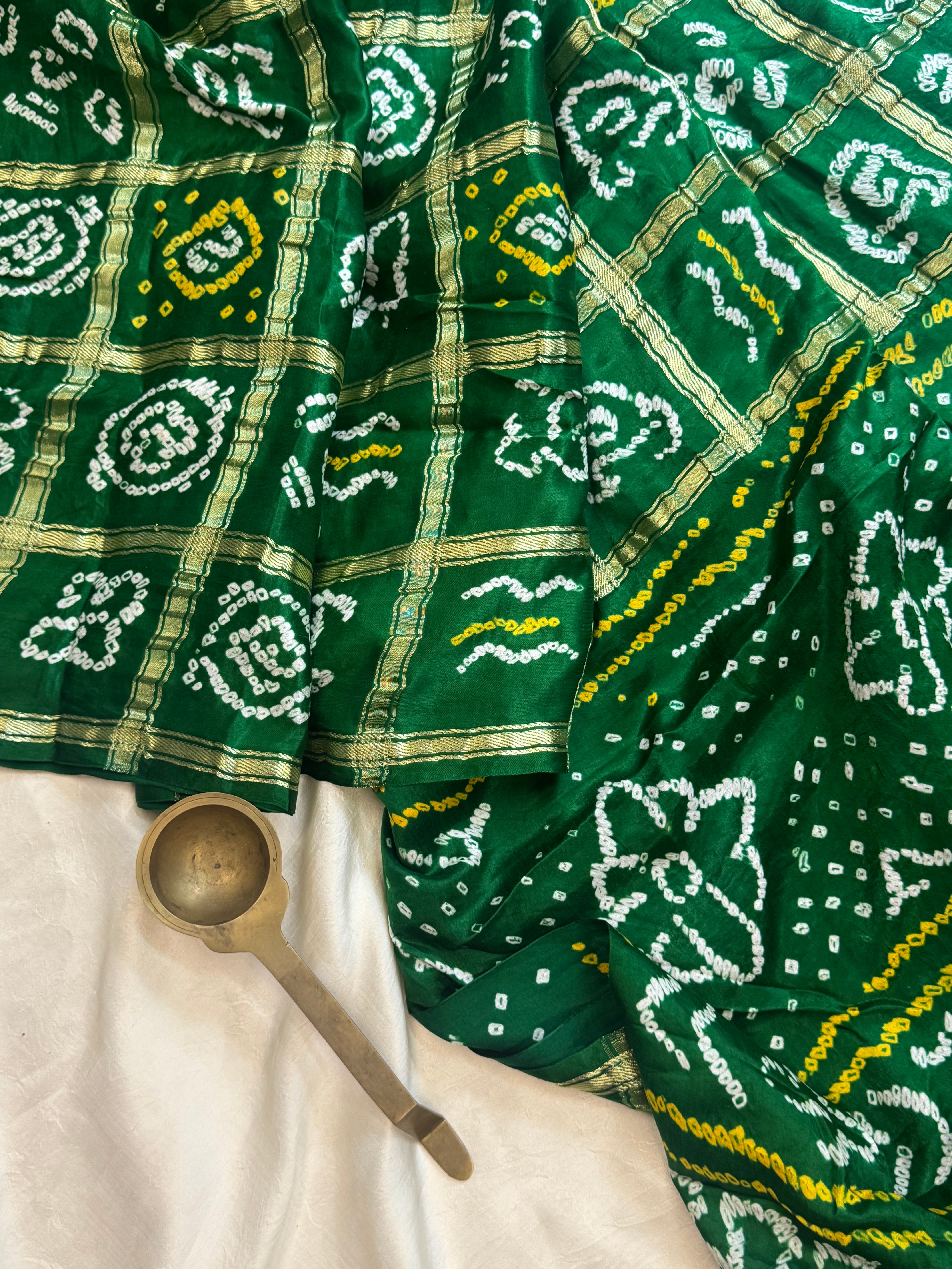 Green gharchola gajji silk / Bandhini sarees