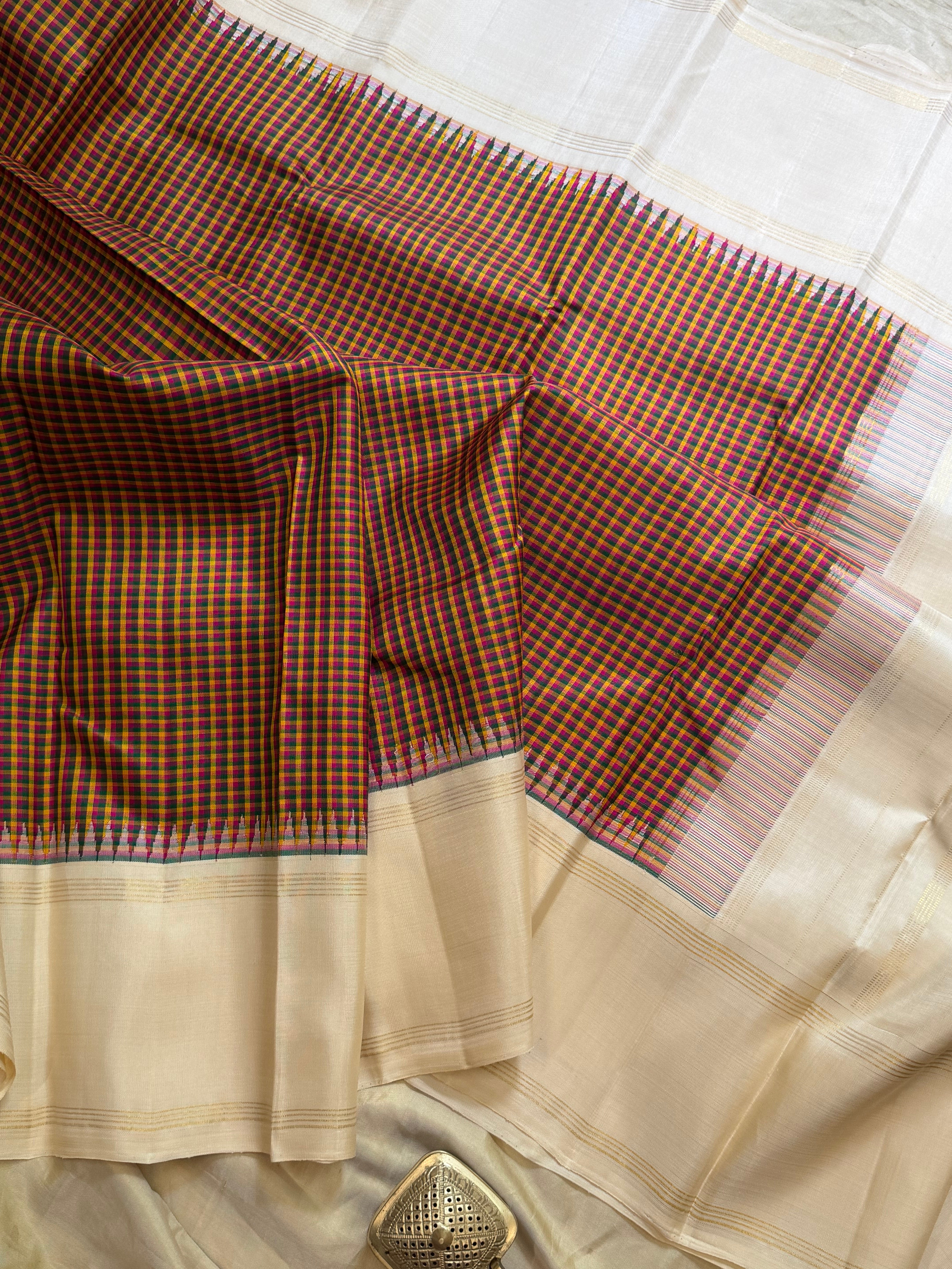 Multi color Kattam Korvai / Arani silk
