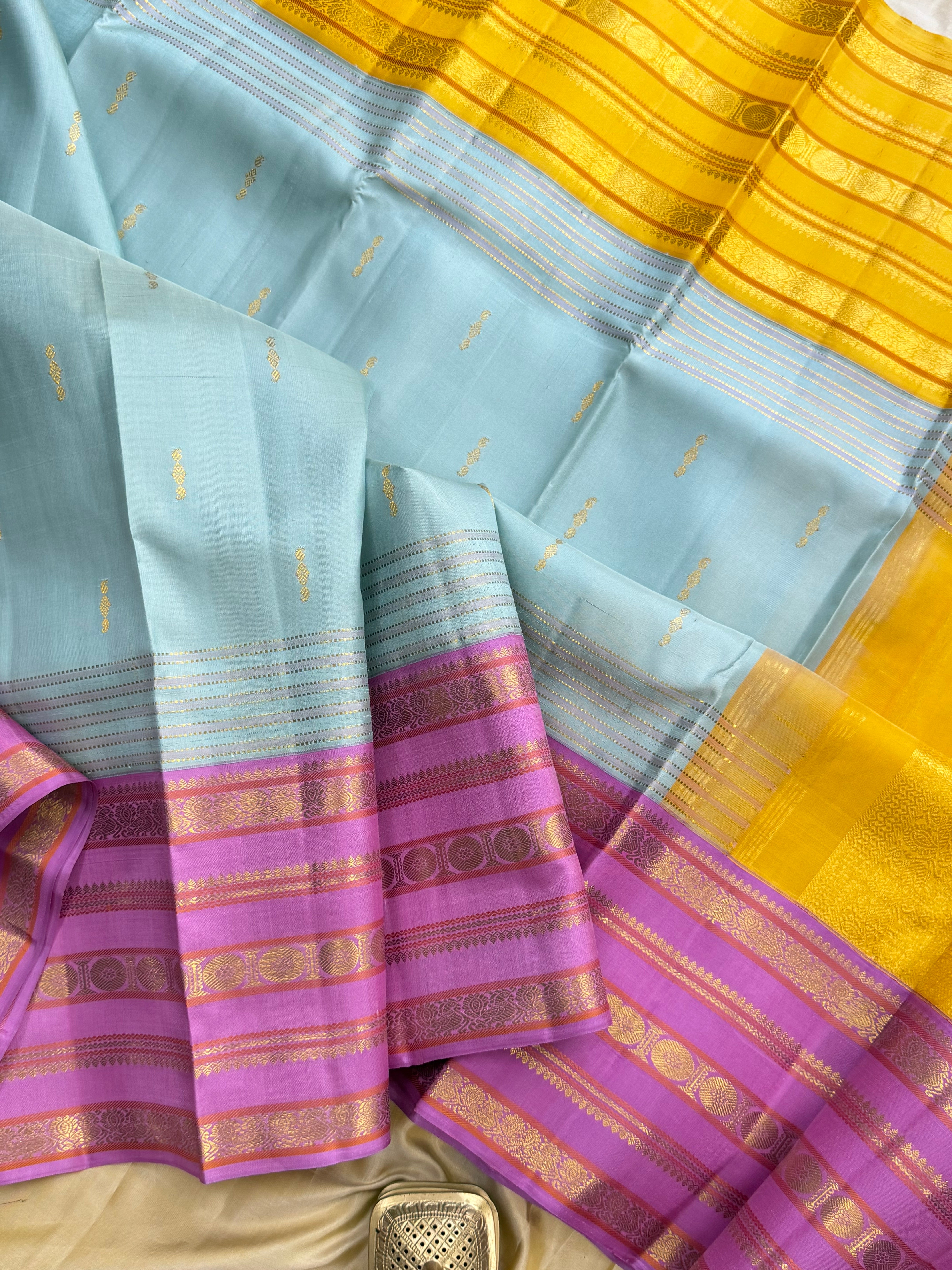 Powder blue Korvai Ganga Jamuna / Arani silk