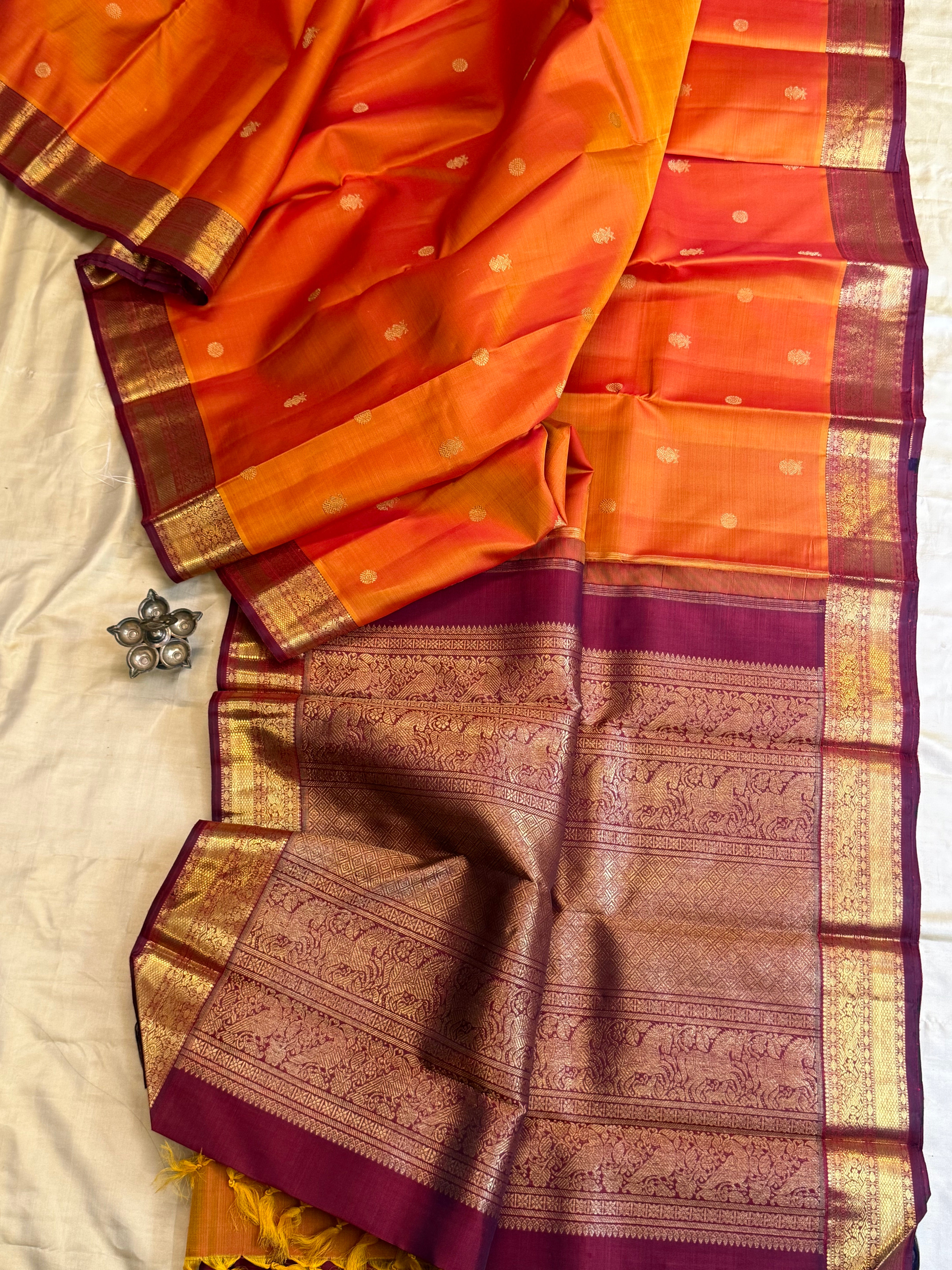 Rustic orange and araku / Kanjipuram silk