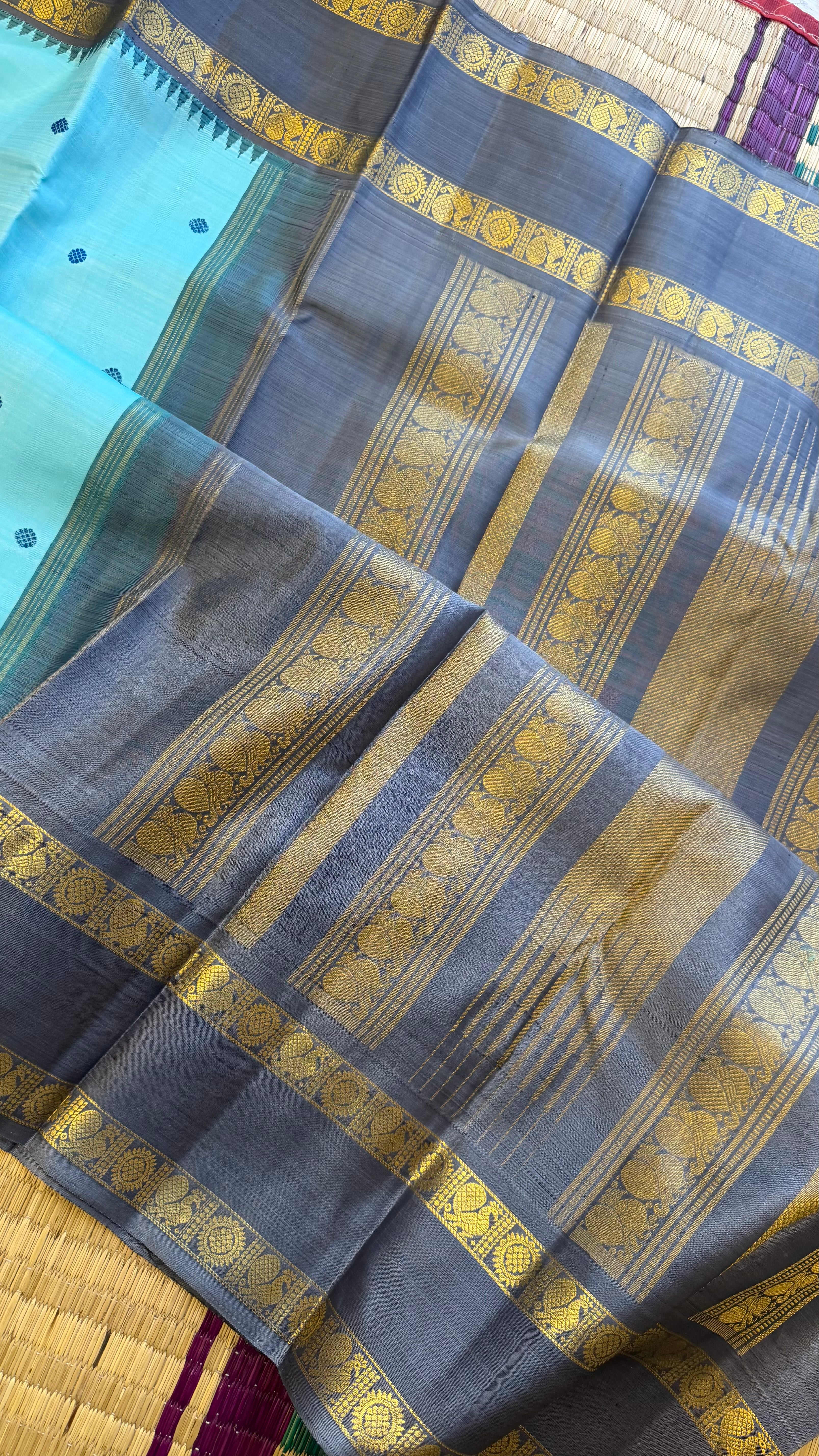 Akash blue Kai Korvai / Kanjipuram silk