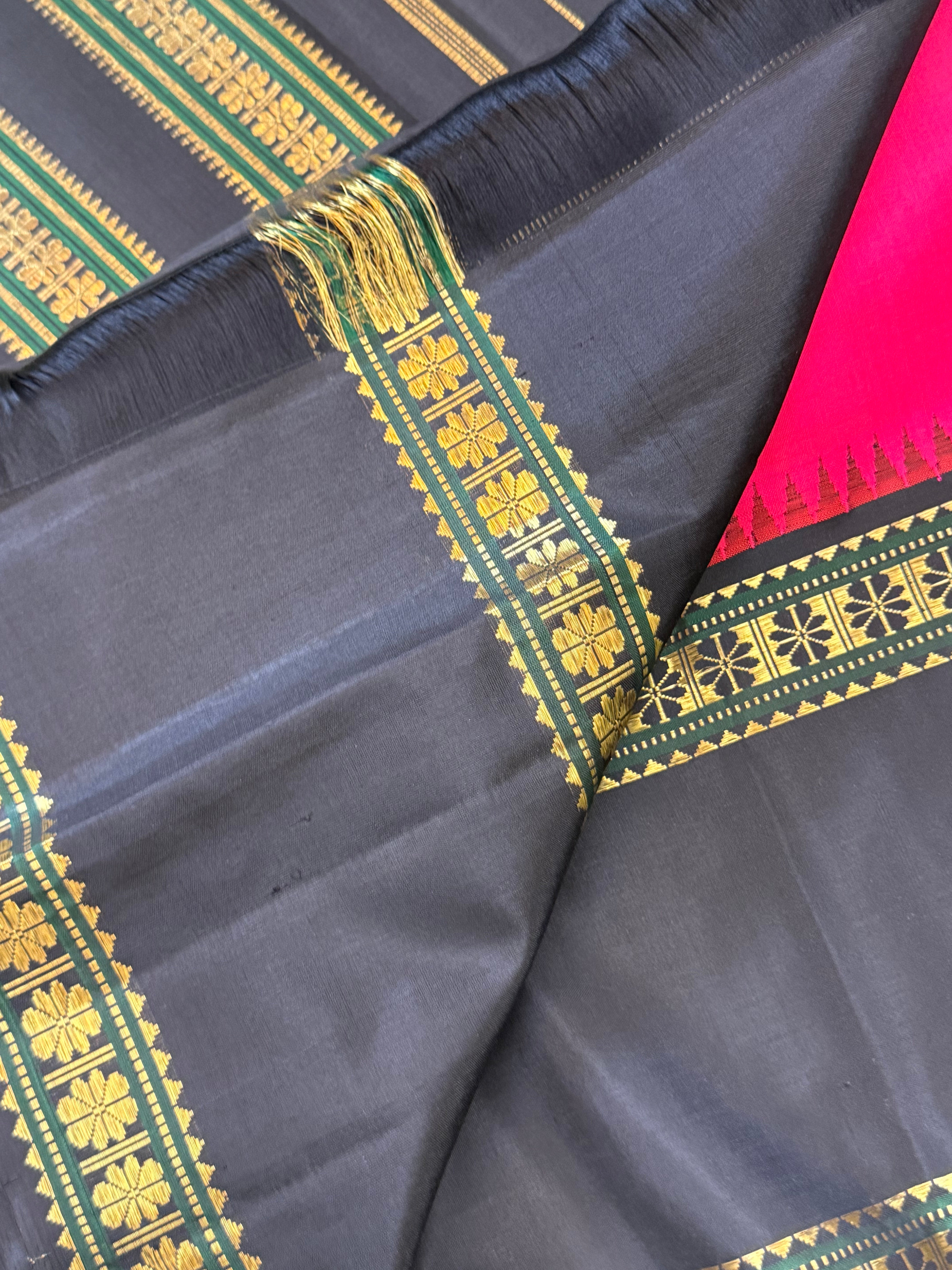 Deep pink Kai Korvai/ kanjipuram silk CLSA11000