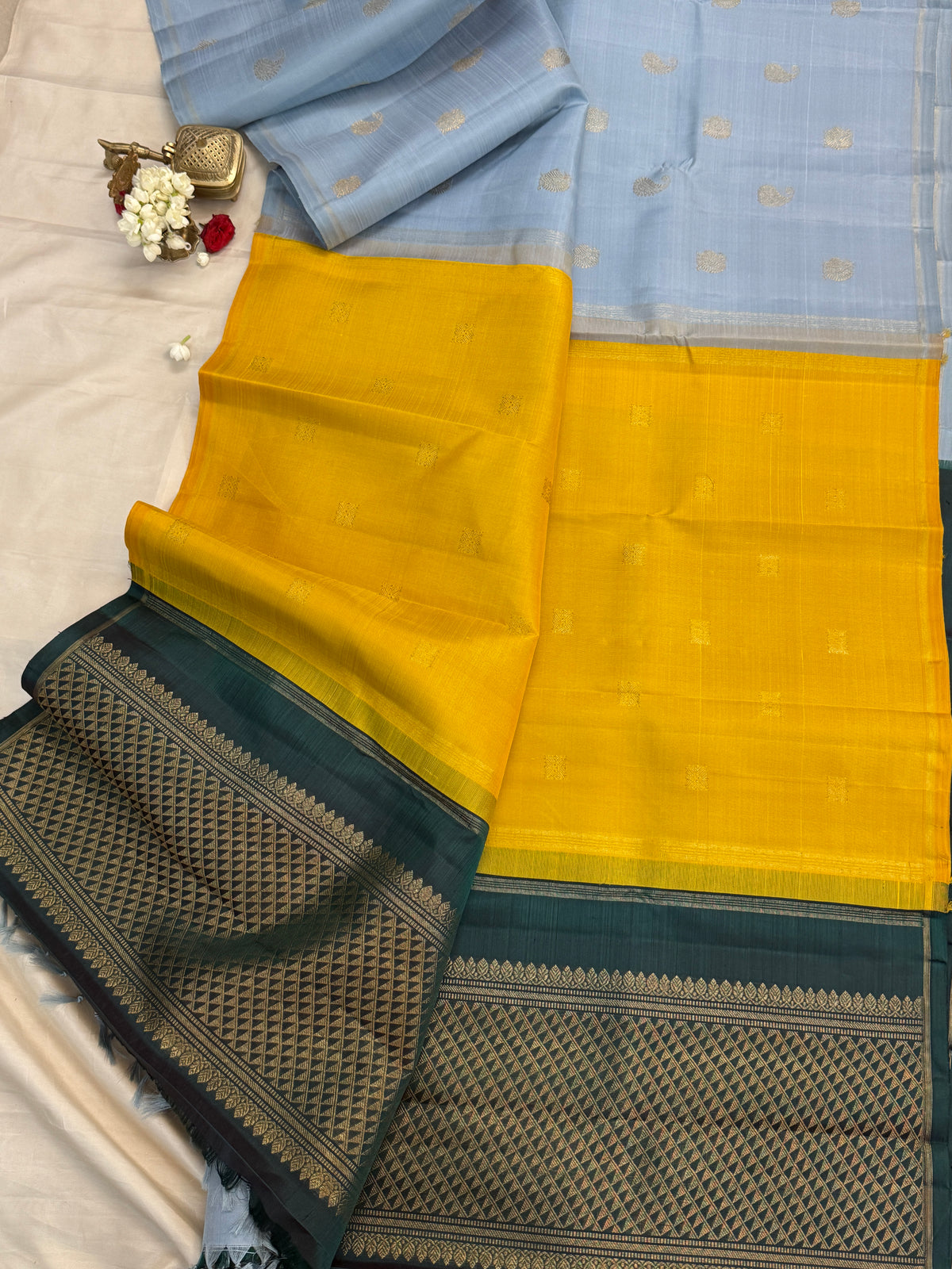 double Palla borderless / Kanjipuram Silk Saree CLSA11137