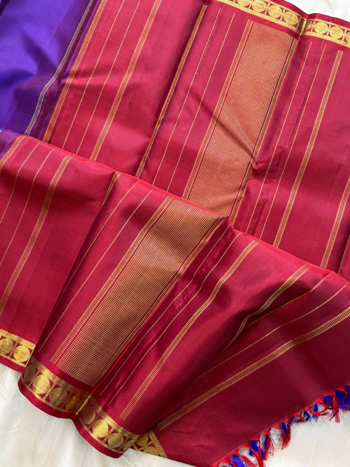 royal purple small border Zari Butta/kanjipuram silk saree clsa 11567