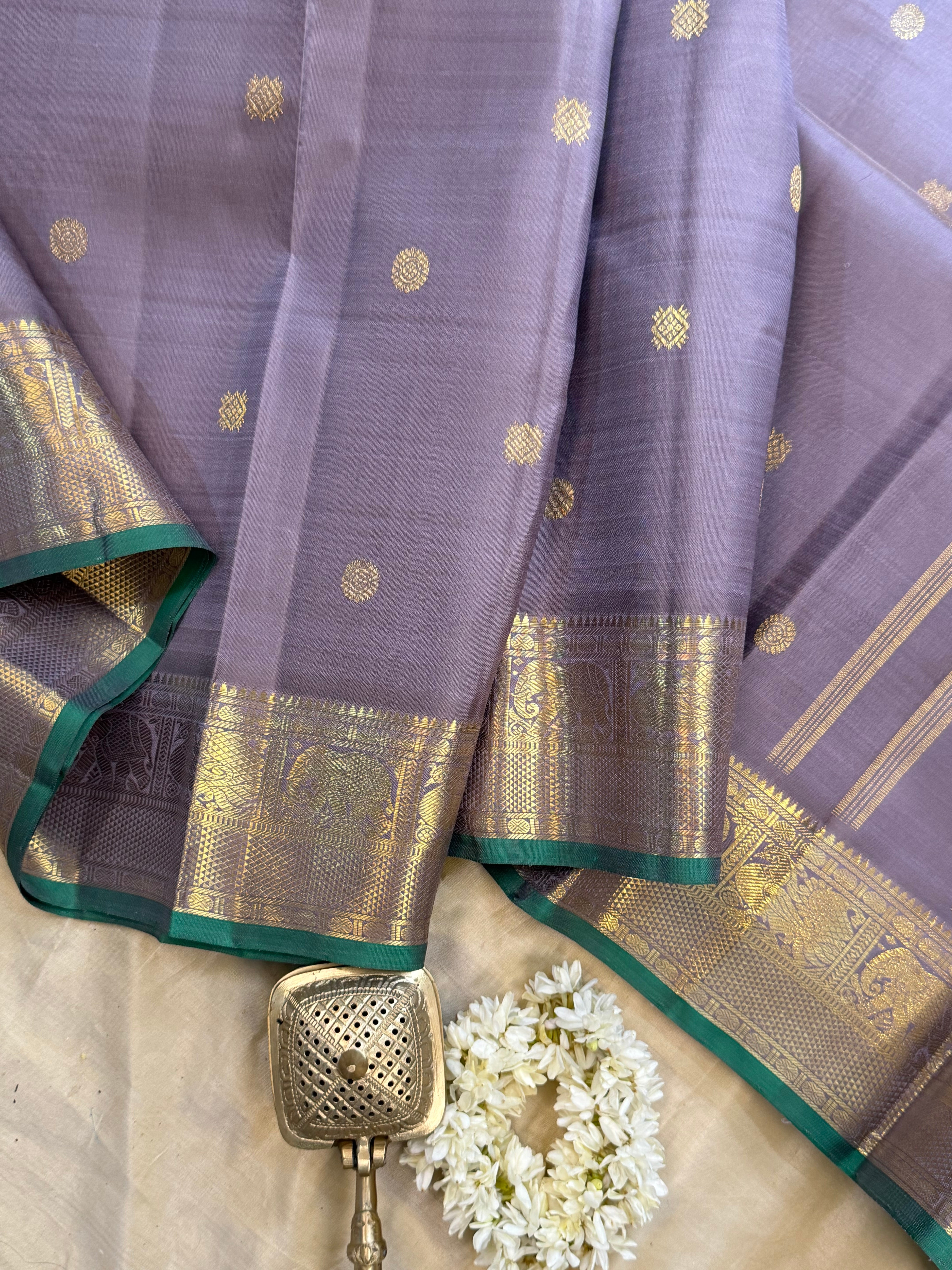 Smokey lilac Annam pet pure Kanjipuram silk CL10013