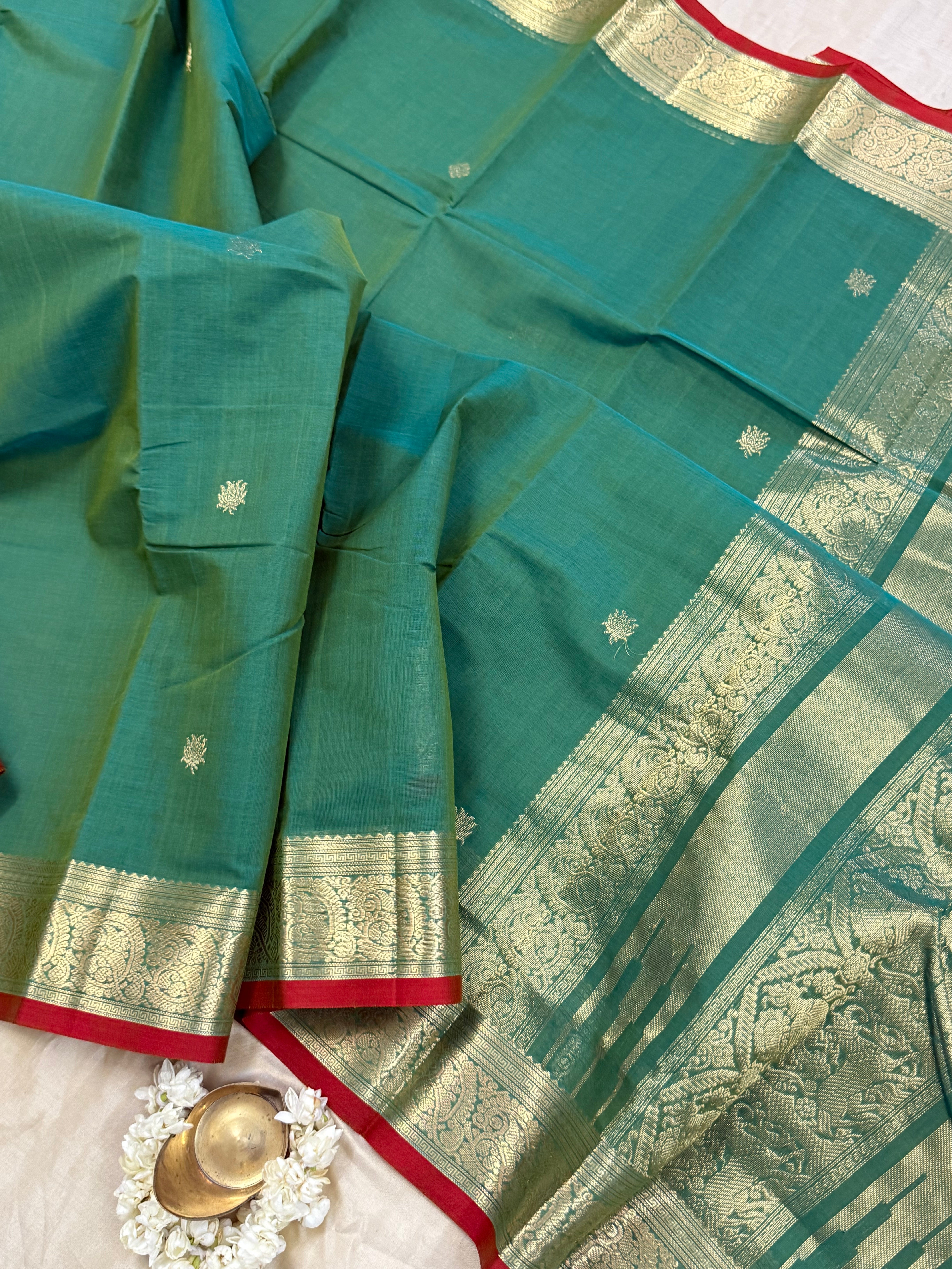 Teal green / Kanchi Cotton