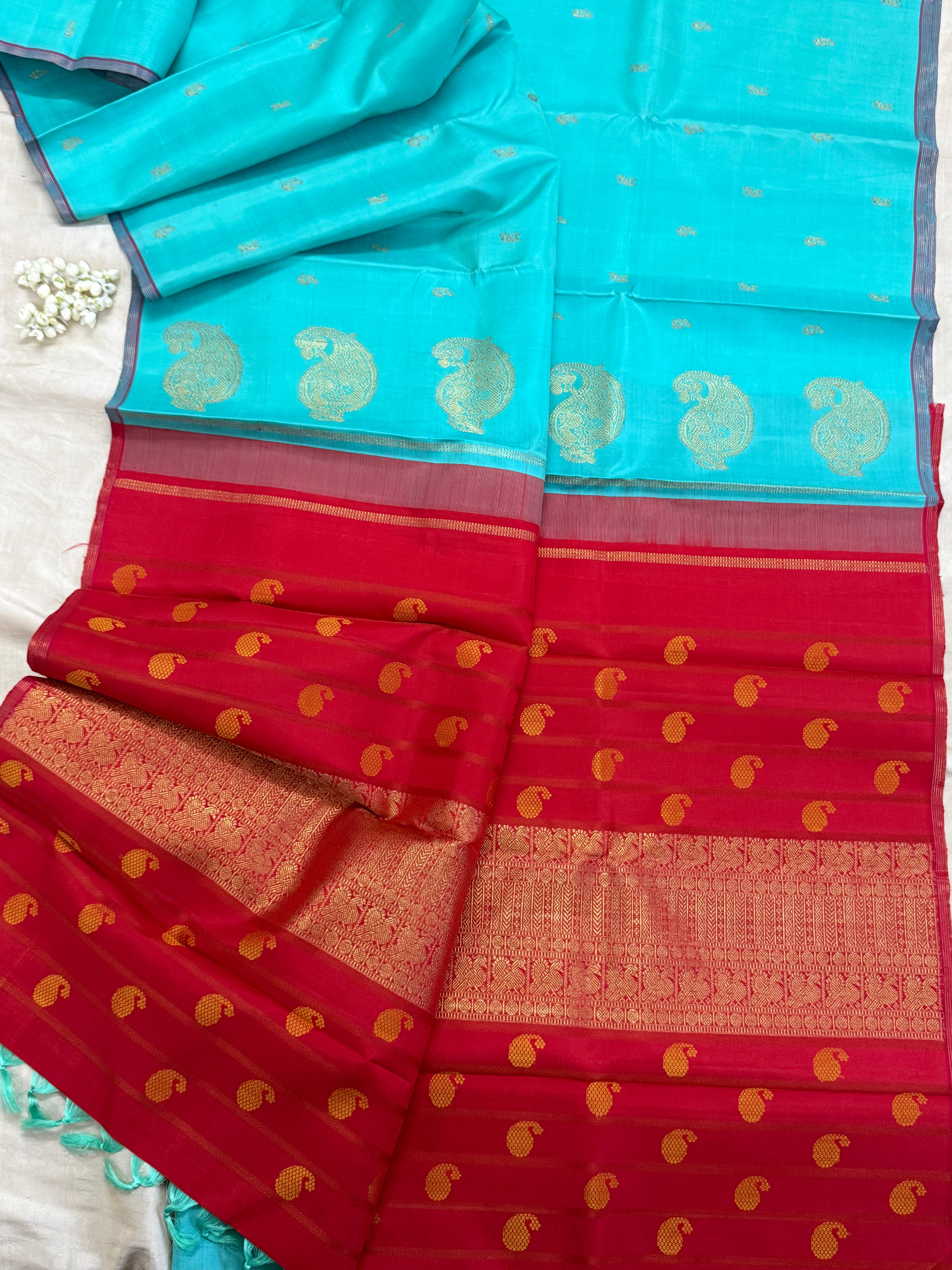 Turquoise blue / Kanjipuram silk