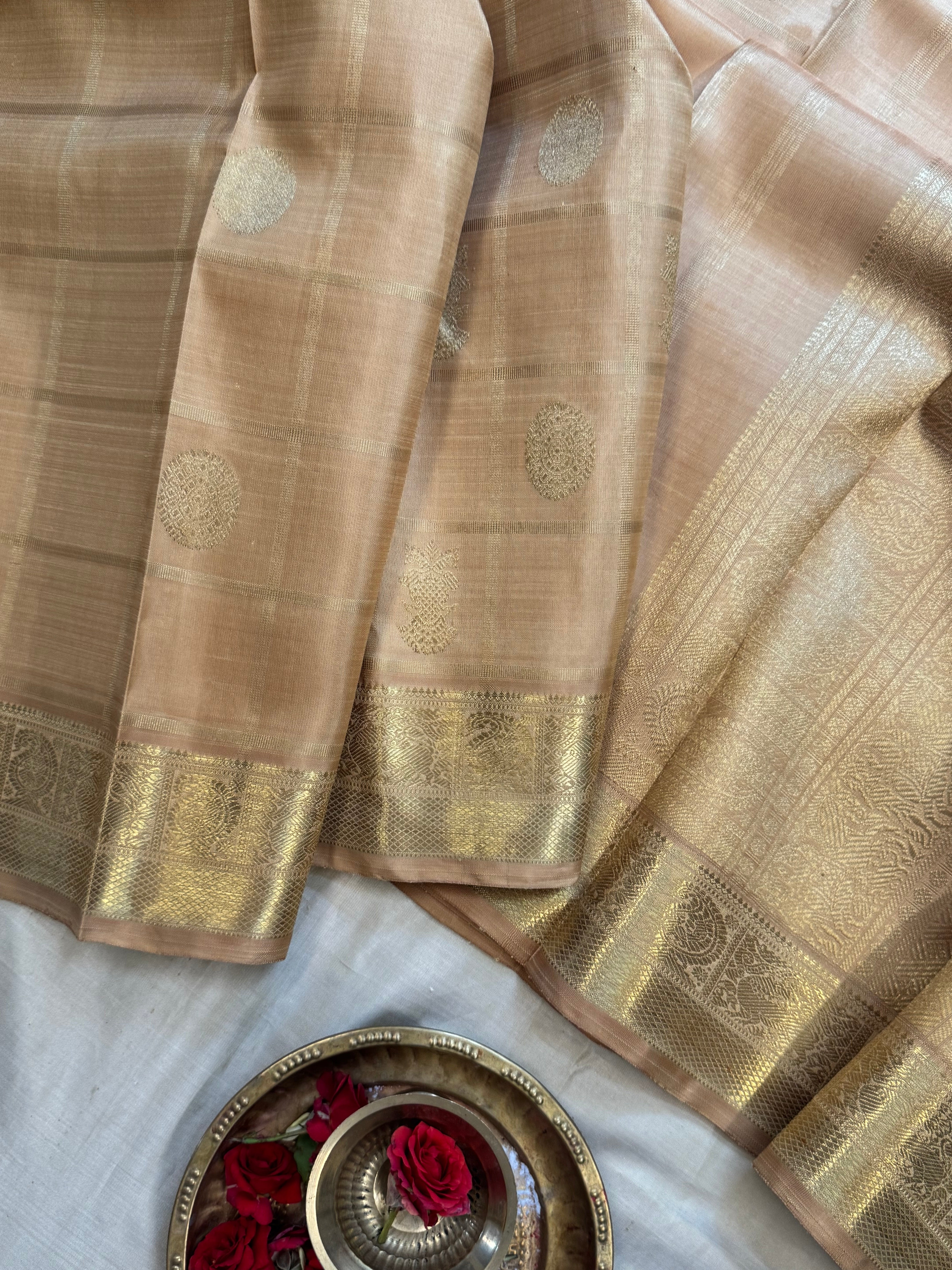 Golden Tussar colour kattam Butta / Bridal edit kanjipuram silk