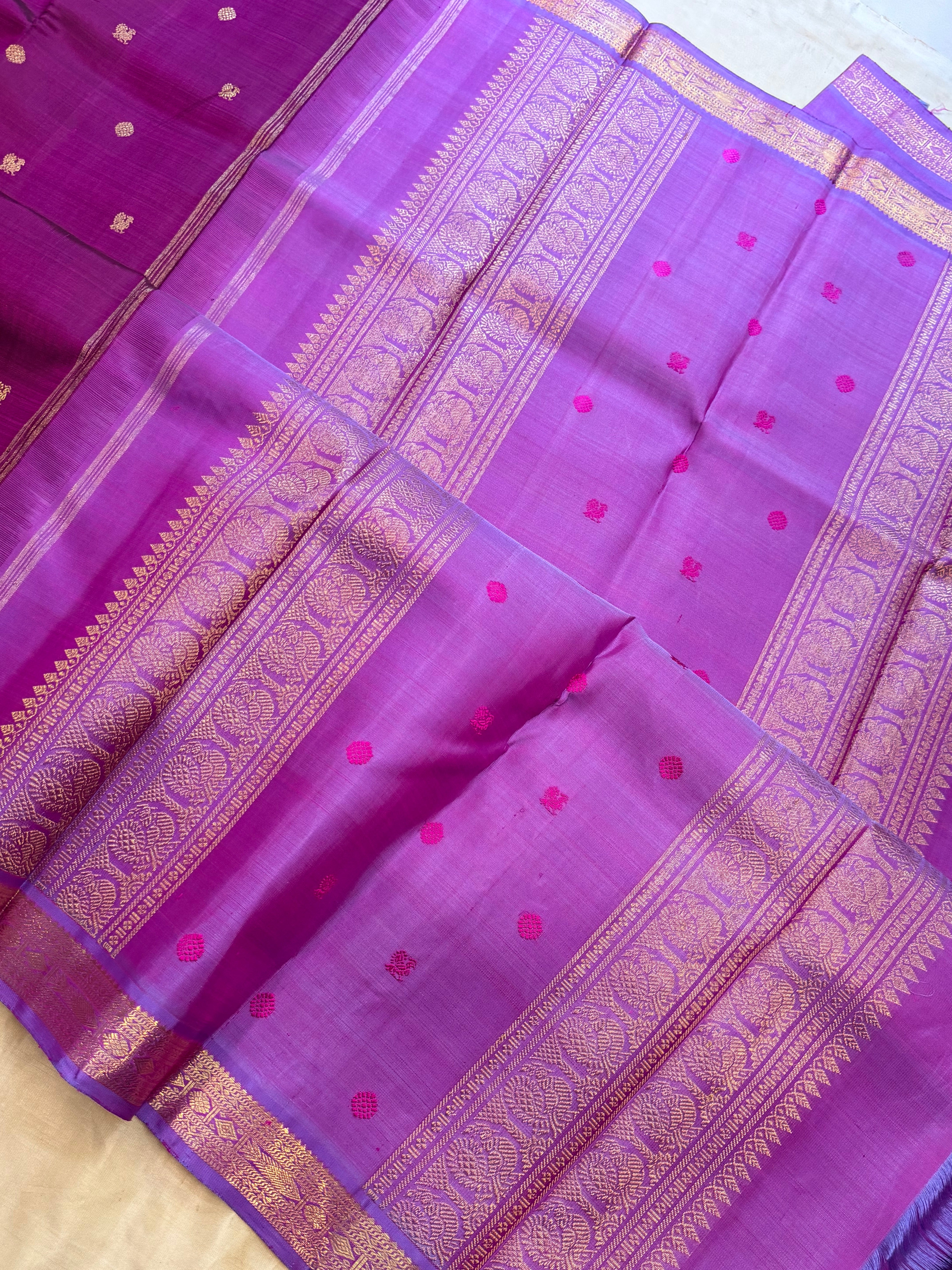 Permam : purple small border / Kanjipuram silk CL4497