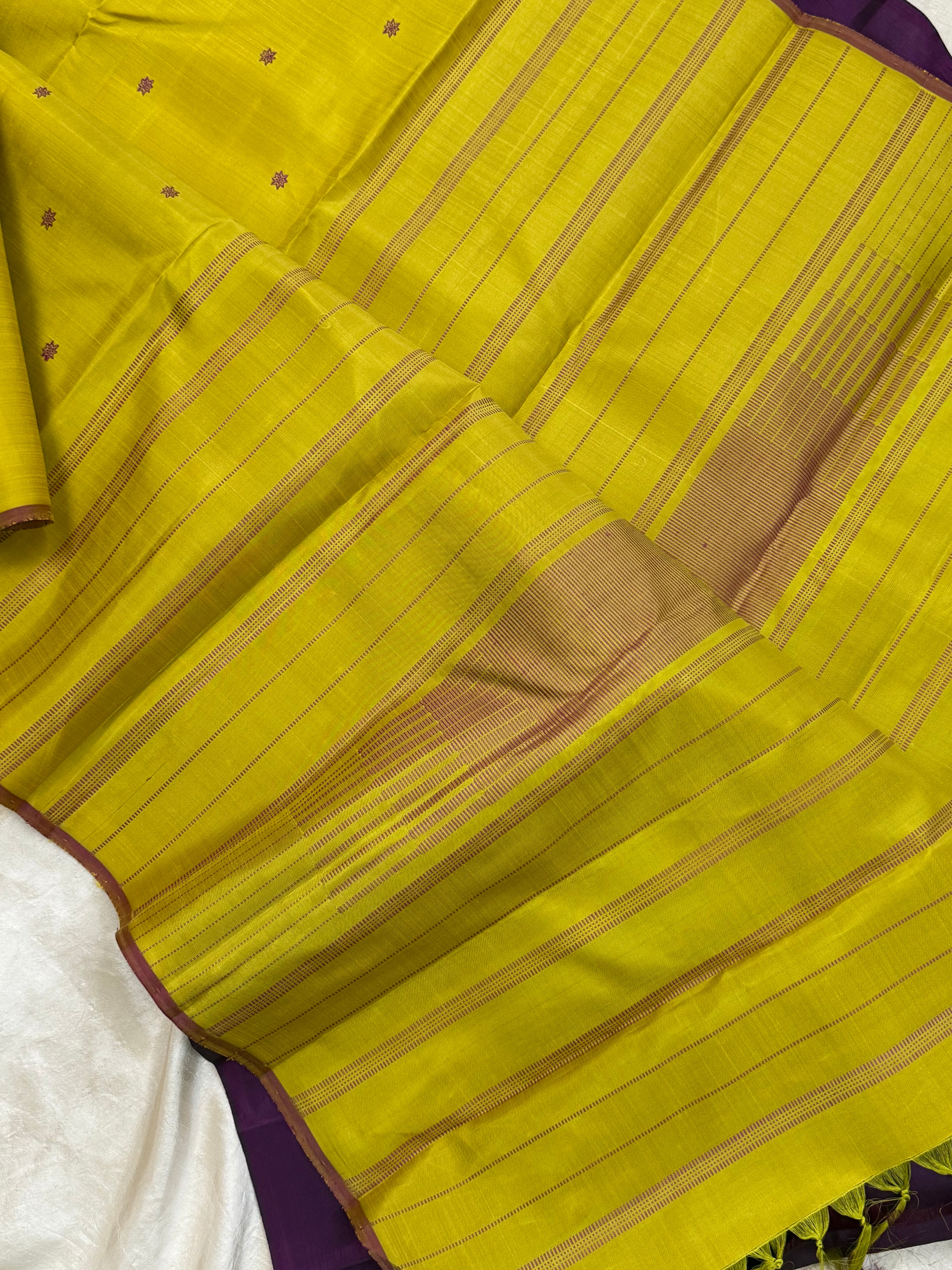 Sampanga thread butta borderless/ Kanjipuram silk