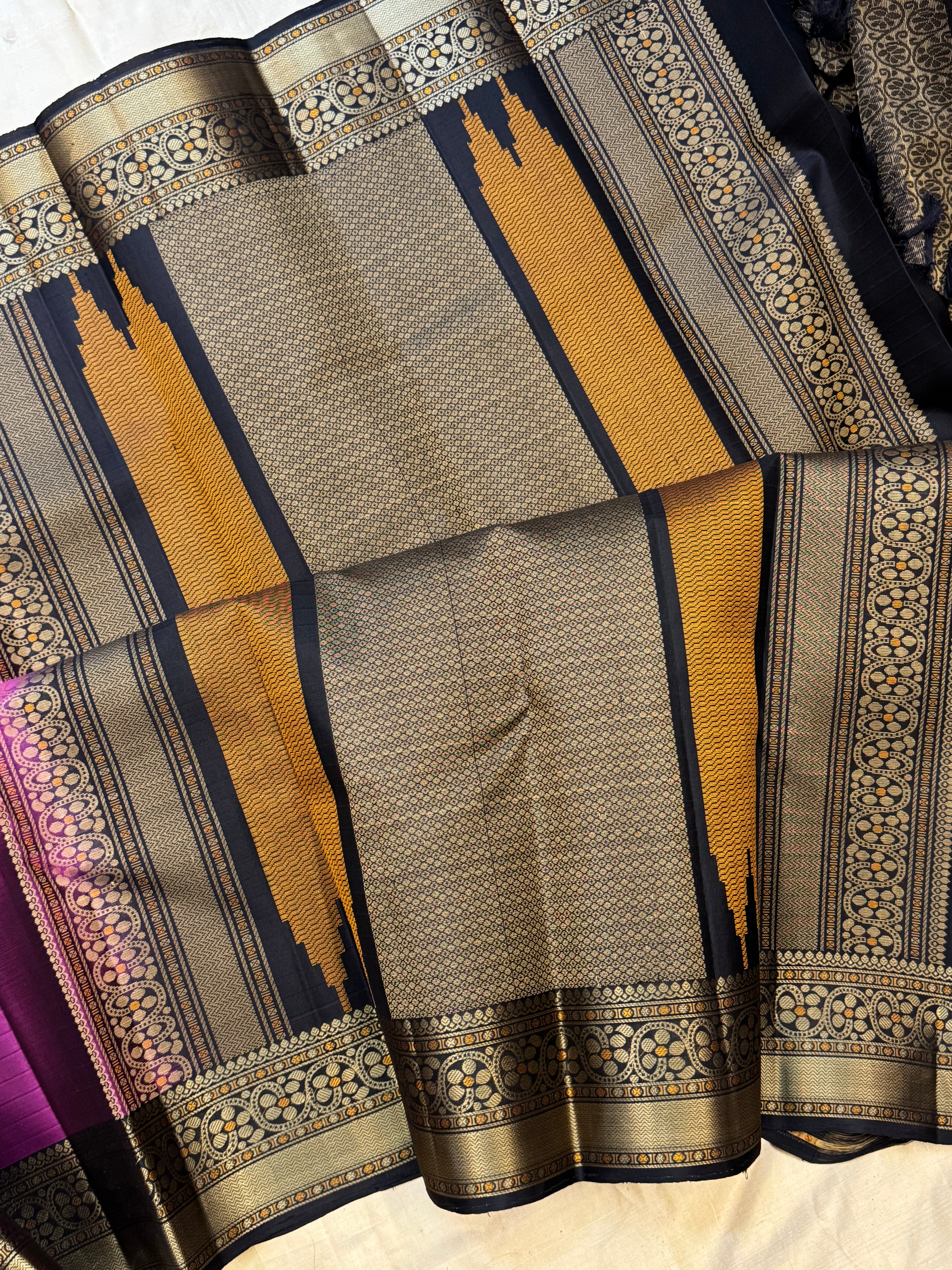 Magenta and black / Varnangal soft silk