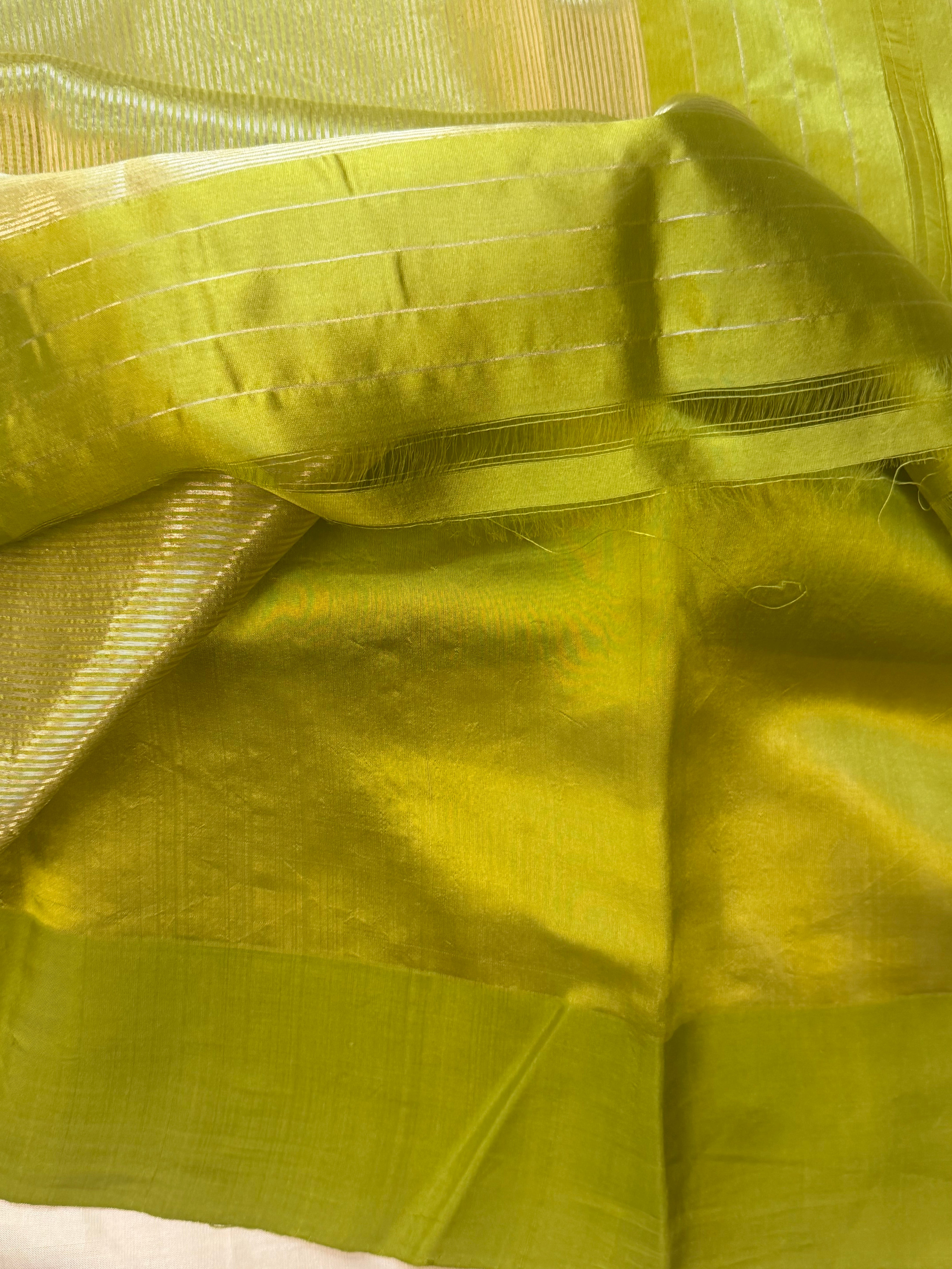 Olive green meenakari Butta / revival Chanderi silk