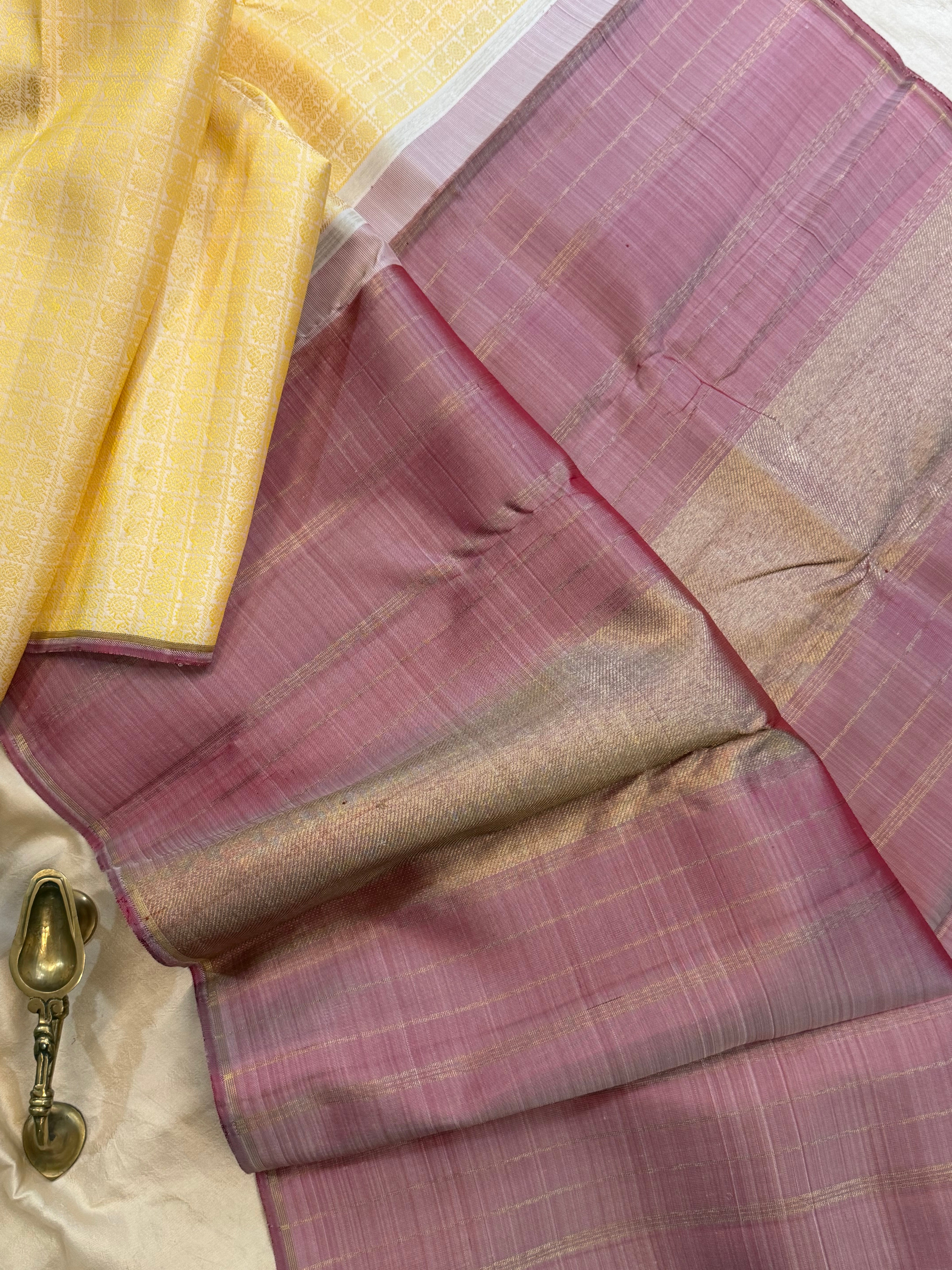 Off white border less/ kanjipuram silk