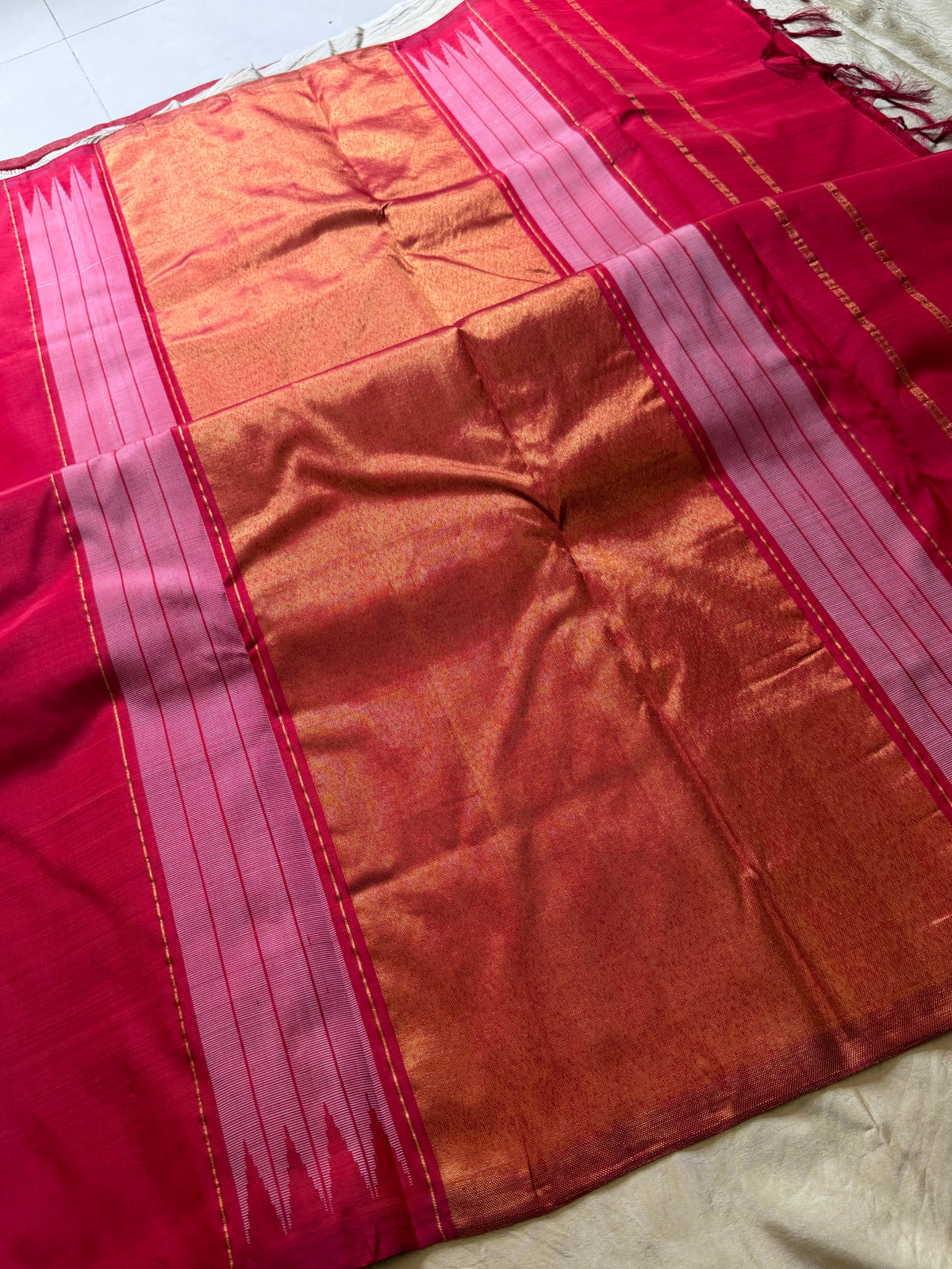 Thribhuvanam Korvai saree pink