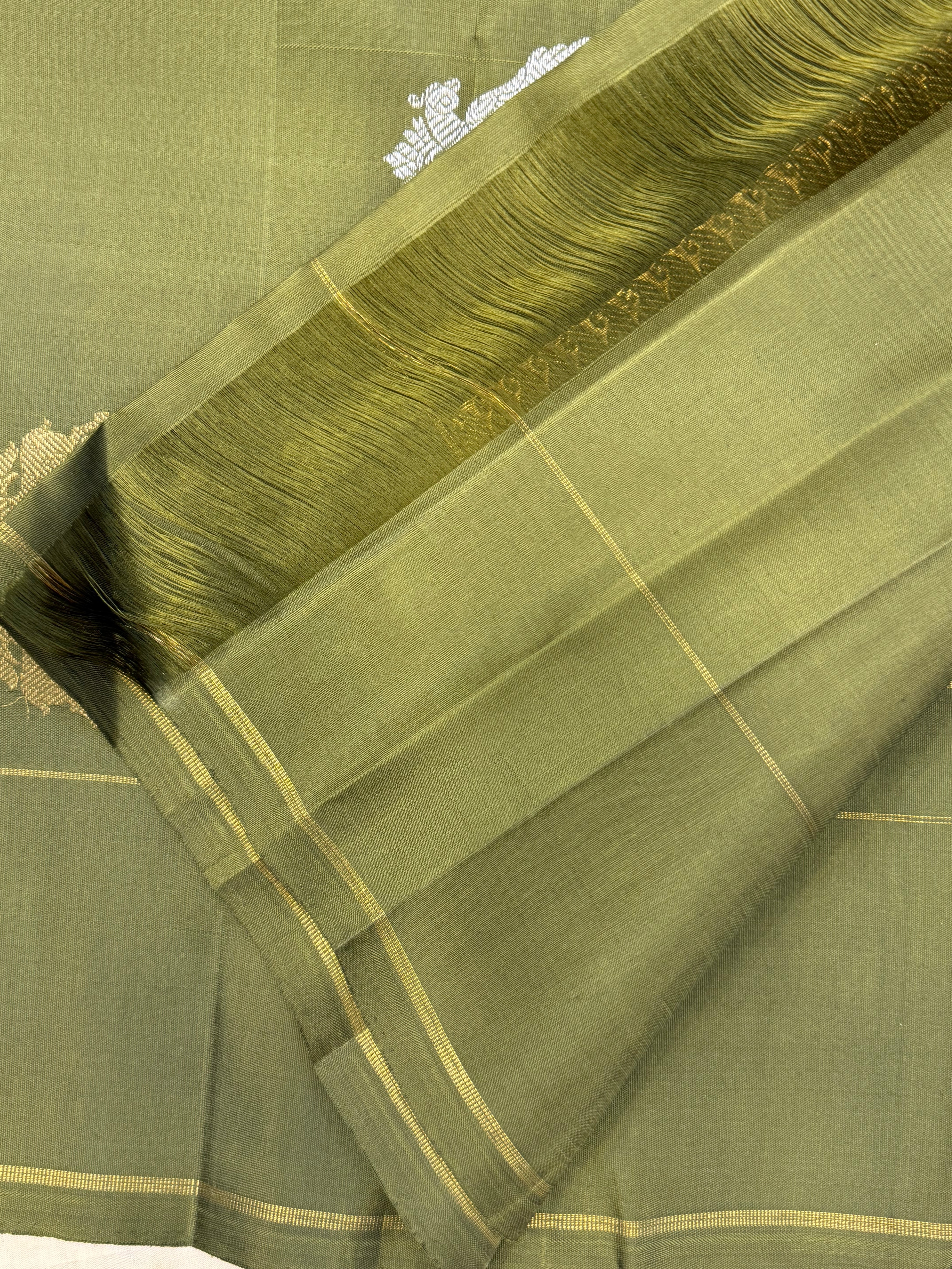Olive green Muthu Kattam / kanjipuram silk saree CLSA10777
