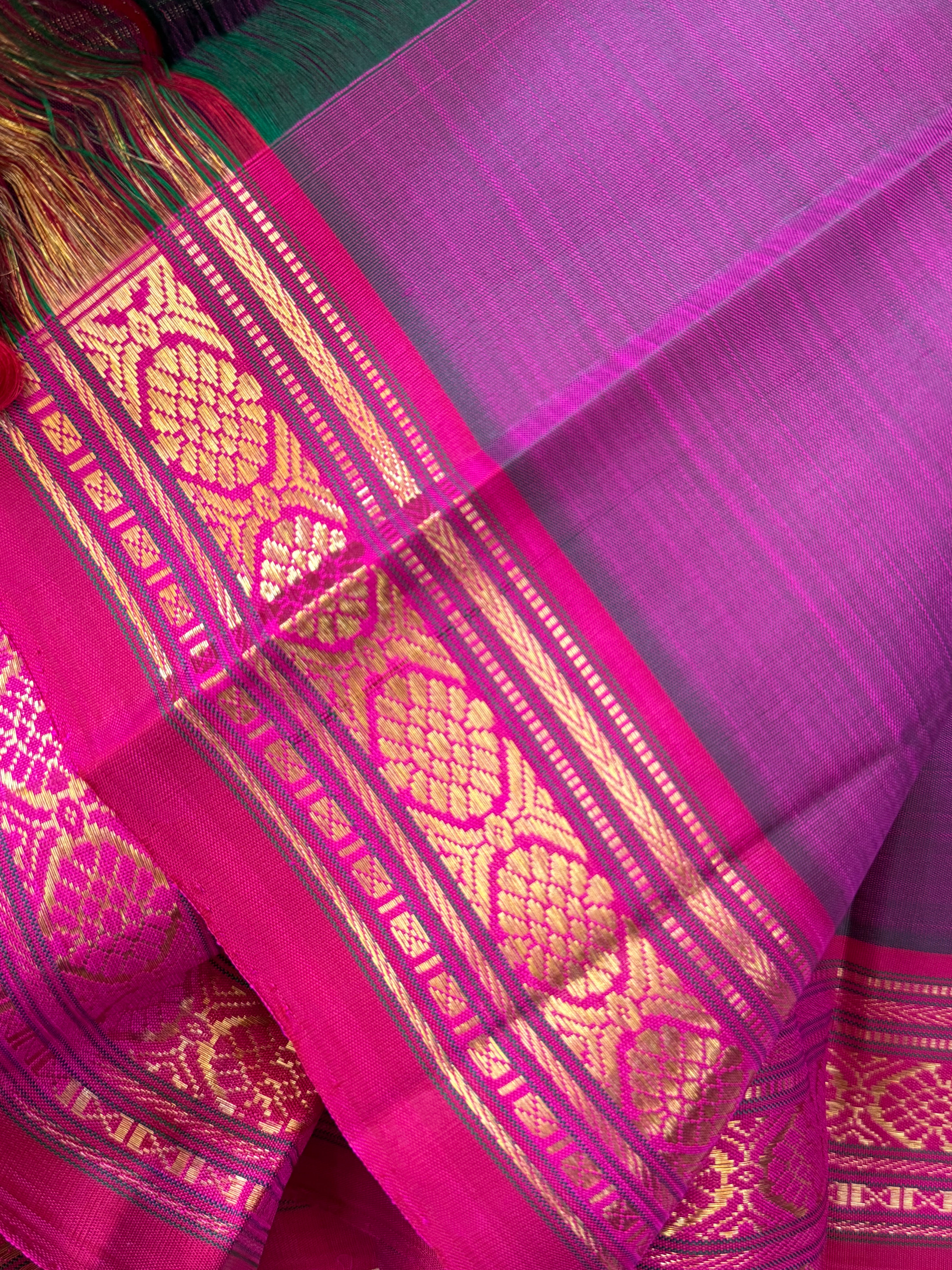 Vadamalli body with rain drop pink border/ Arani silk CLSA9937