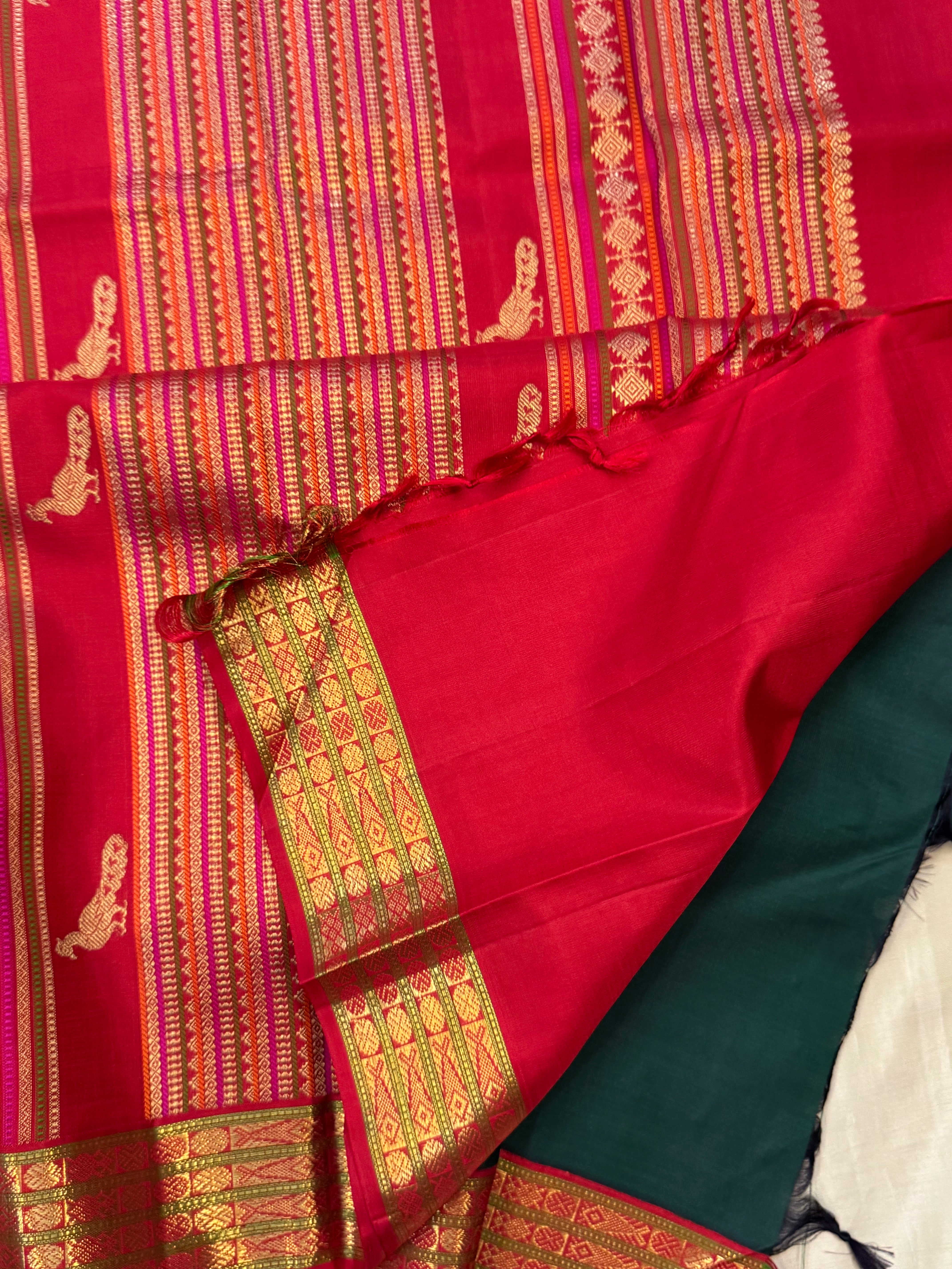 Bomkai inspired Korvai dual tone / Kanjipuram silk