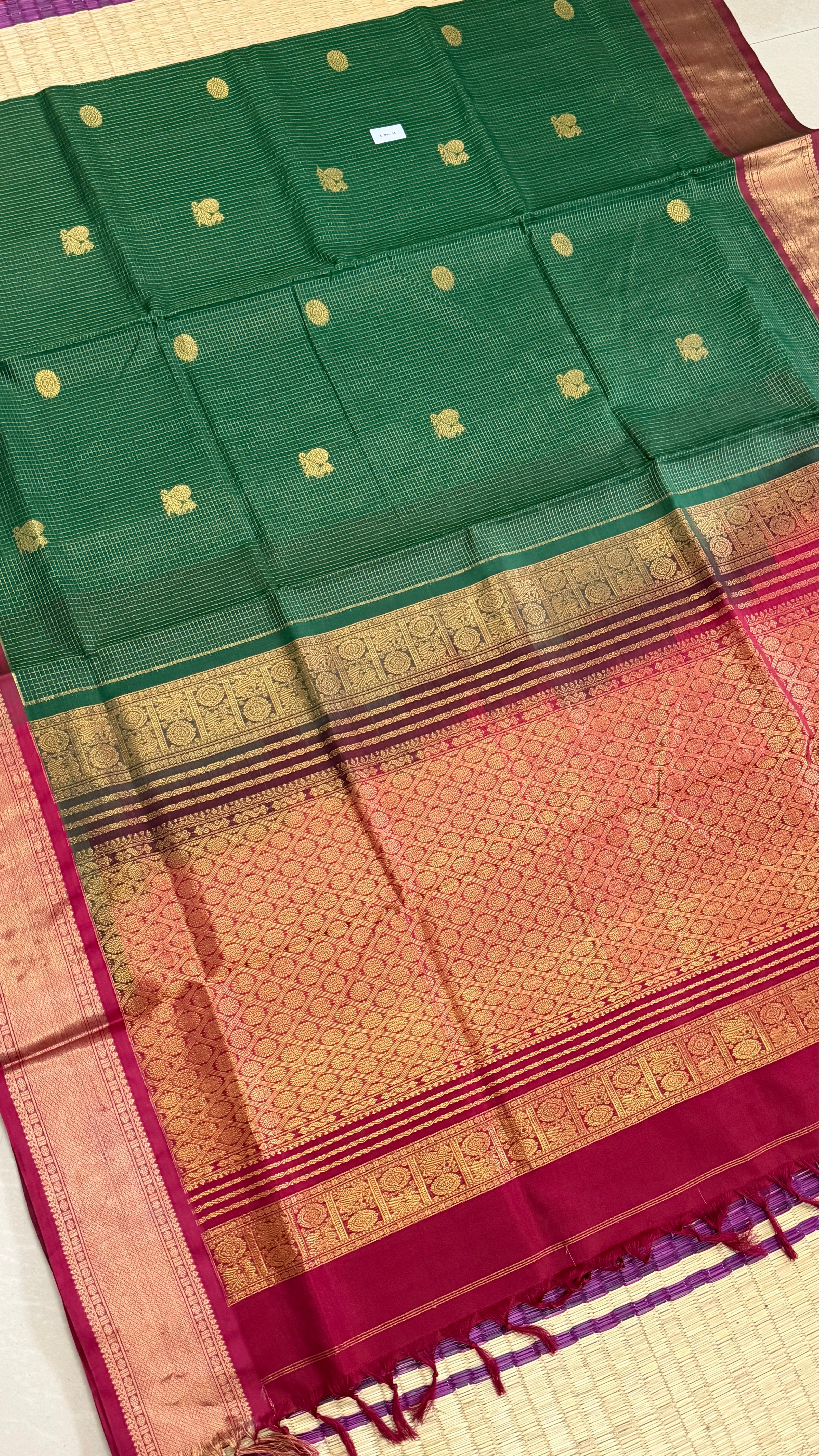 Green Zari Kattam premium silk cotton