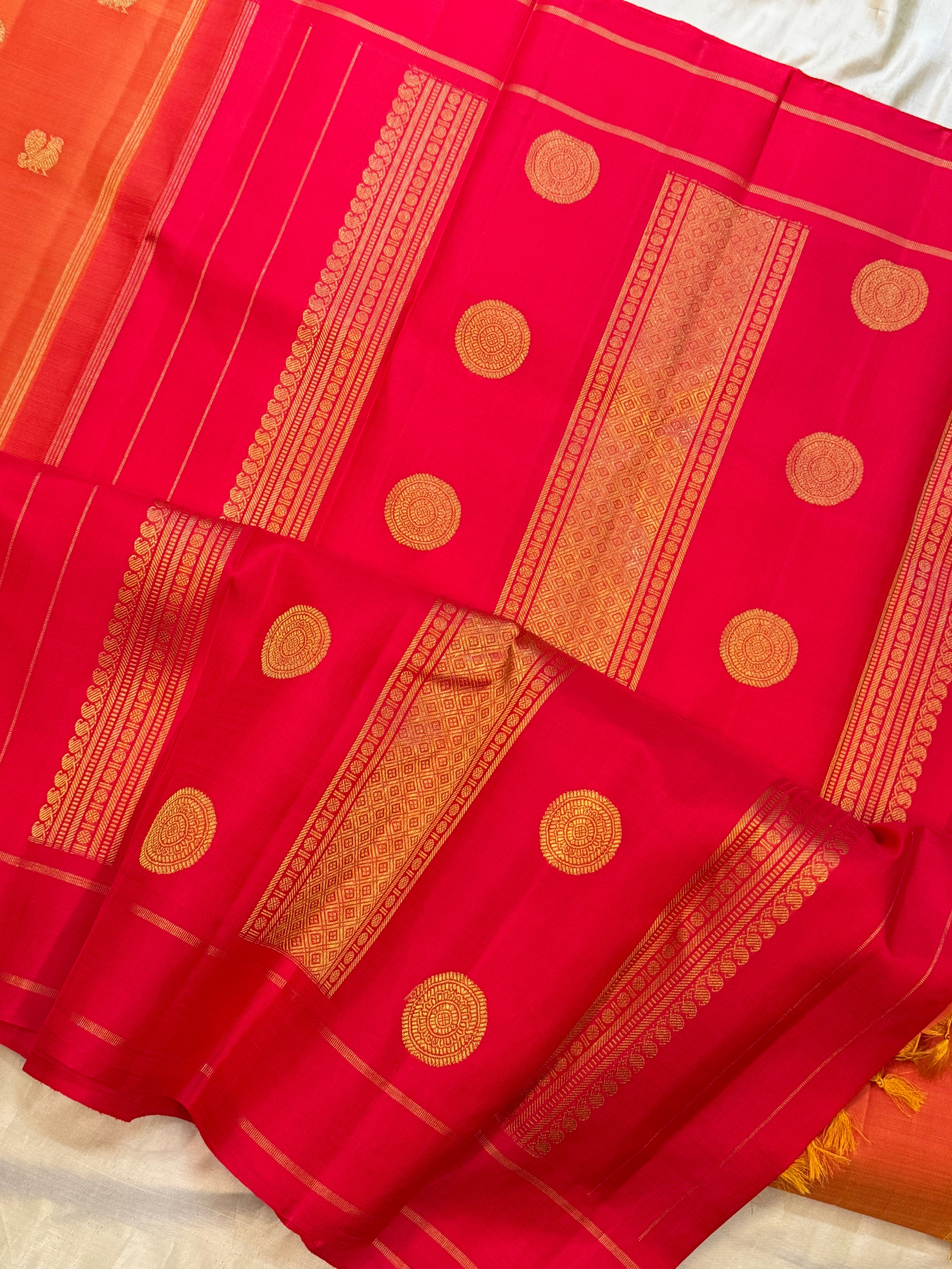 Simha and red annam and chakram butta / Kanjipuram silk CLSA9207