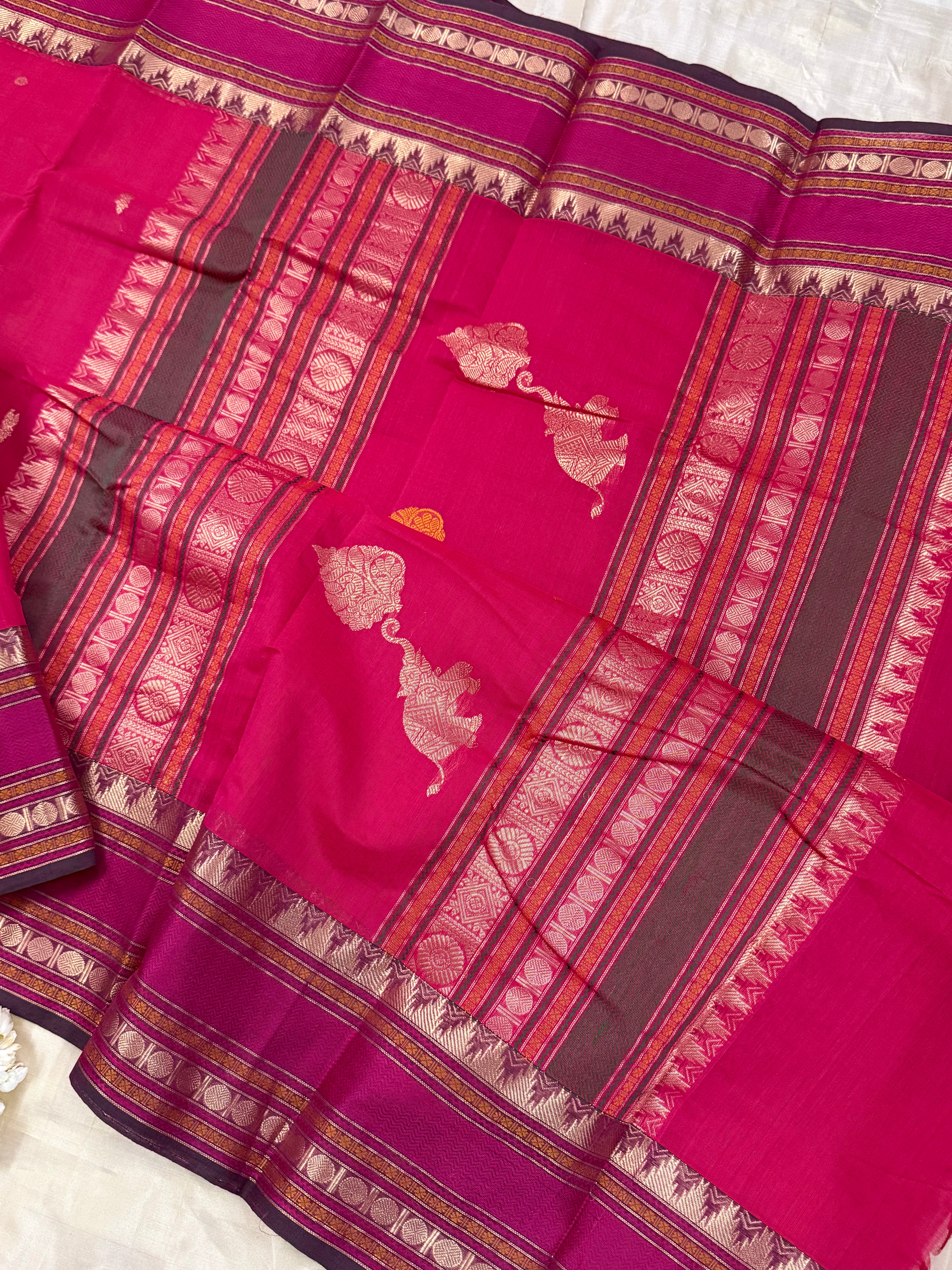 Pink unique pallu / Kanchi Cotton