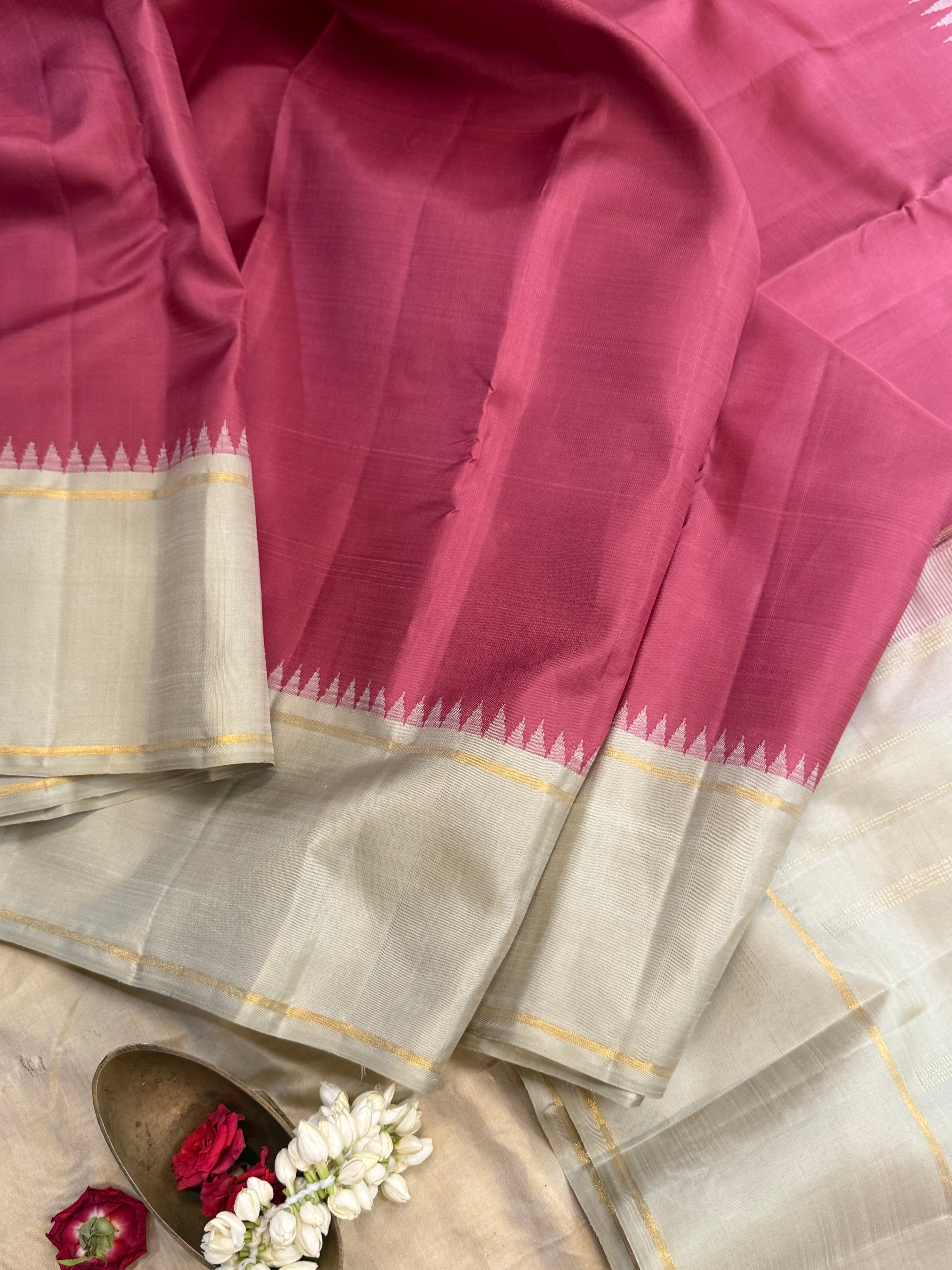 Dusky pink and silverish / Arani silk