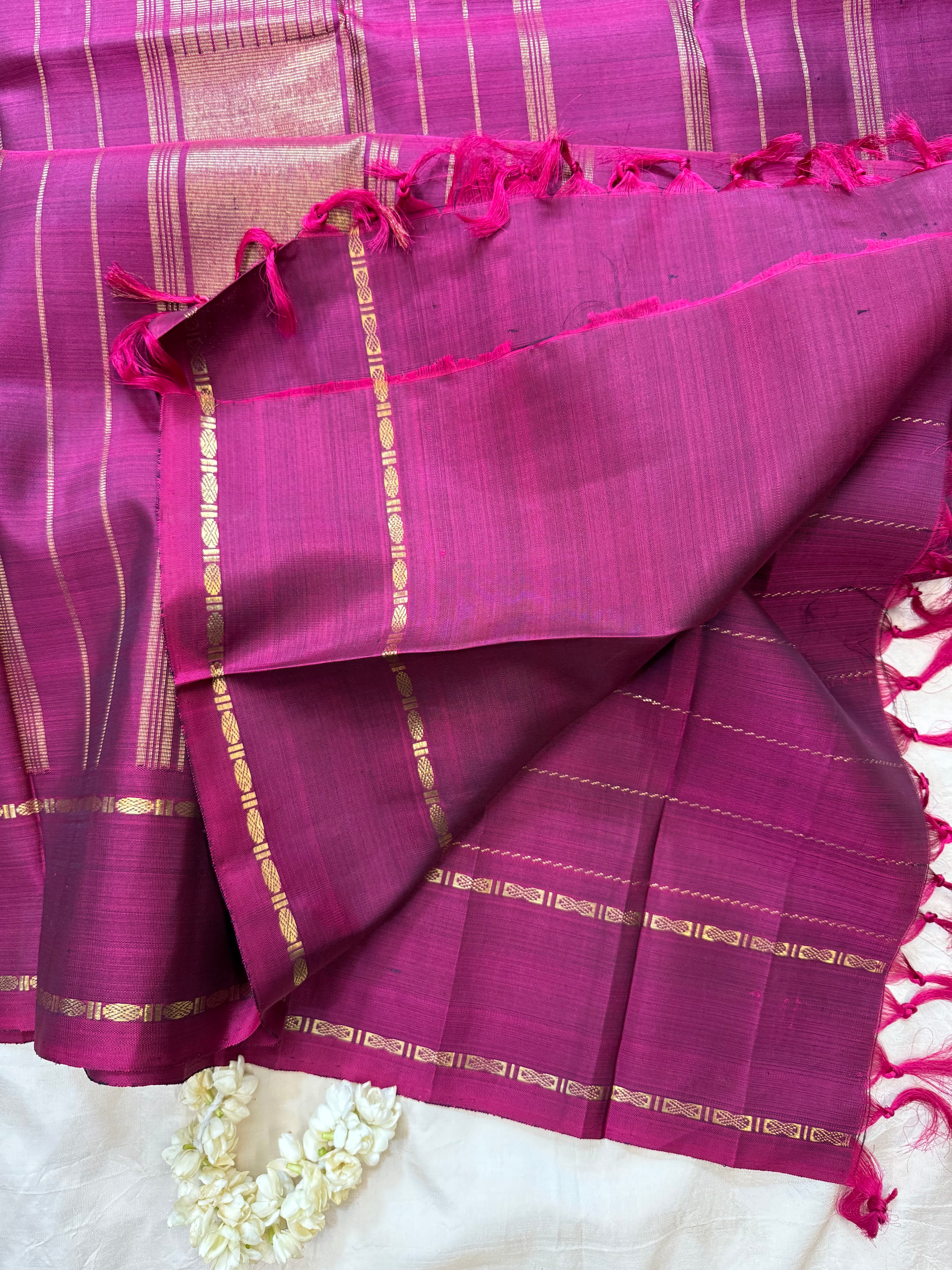 Wine colour Zari Kattam - kanjipuram silk