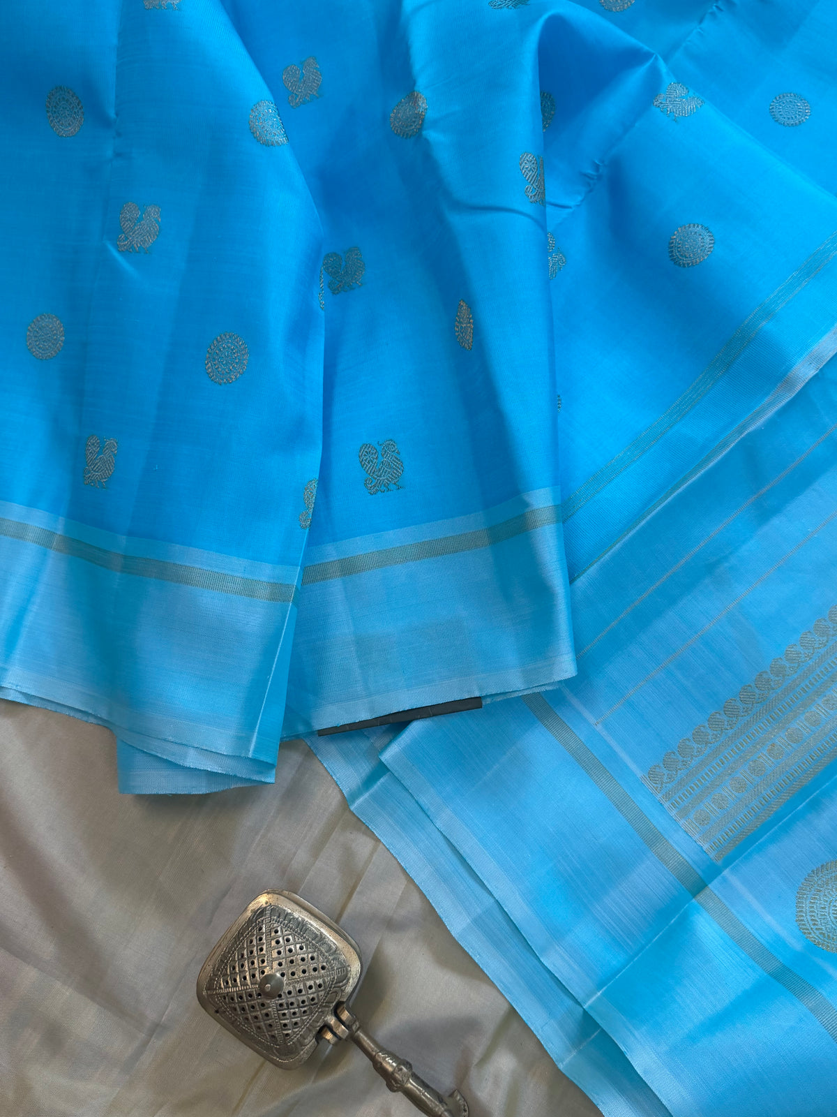 Sky blue pure Kanjipuram silk