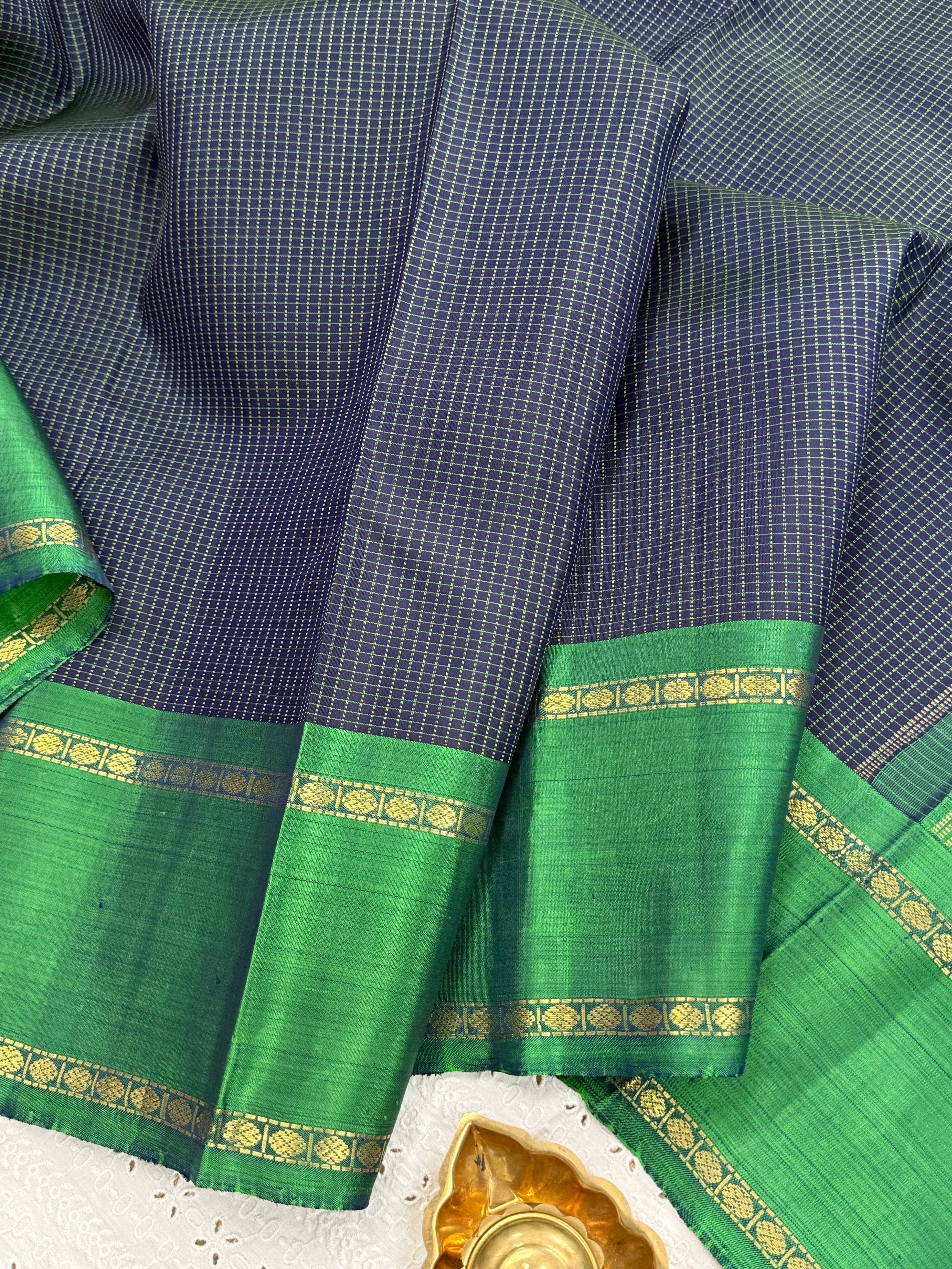 DARK BLUE KATTAM RETTAPET BORDER /KANJIPURAM SILK SAREE CLSA9003