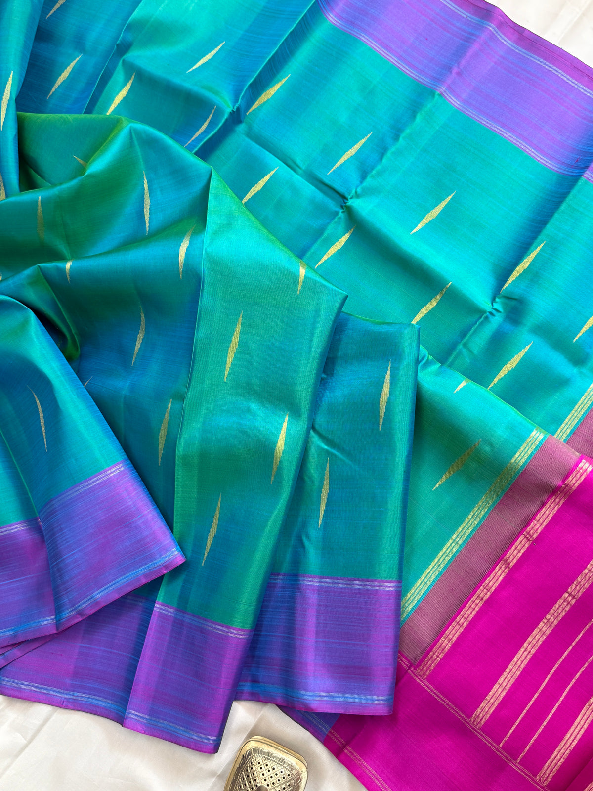 Aqua blue and mallimoggu butta/kanjipuram silk saree clsa 9439