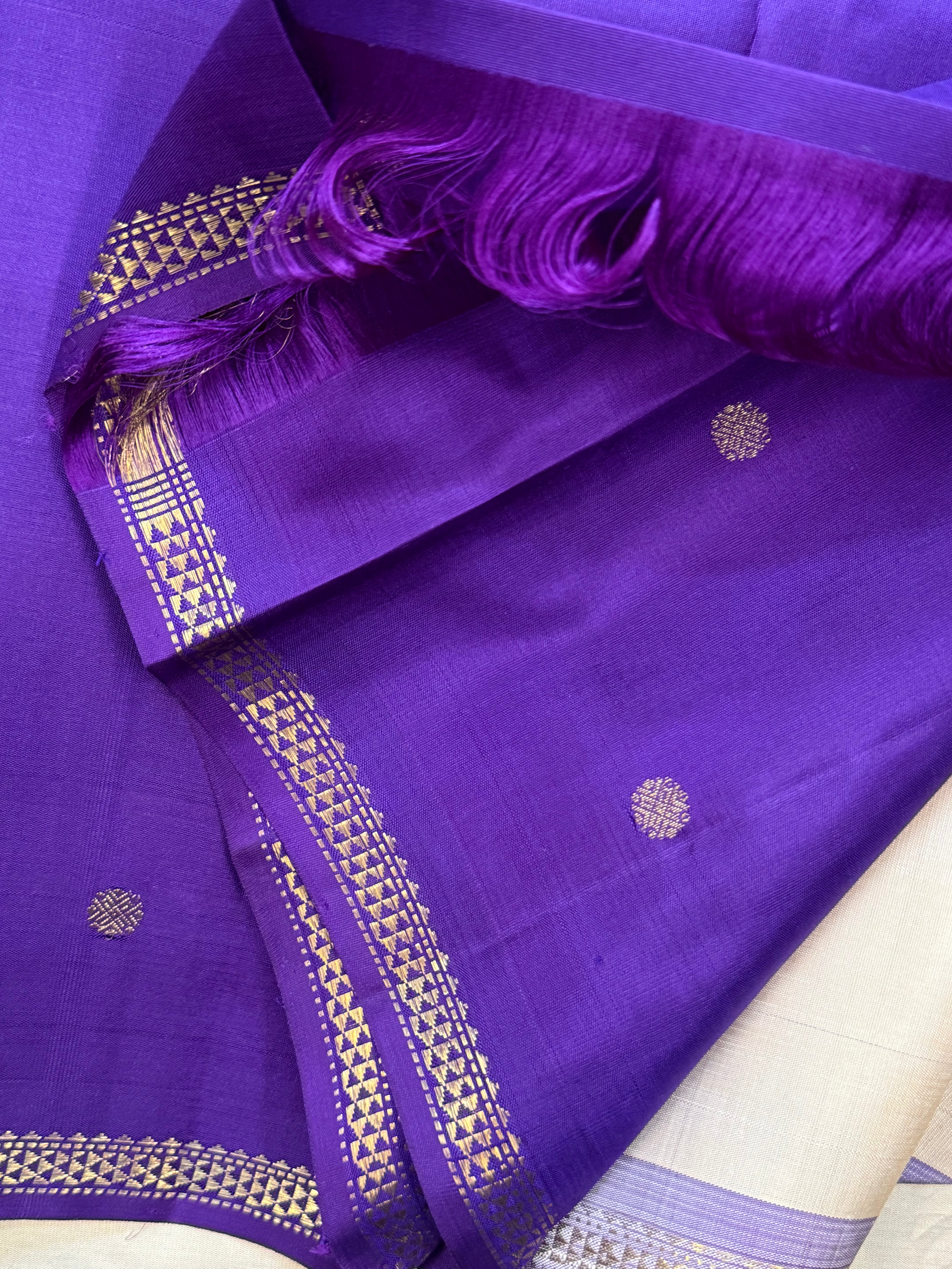 Onam edit - offwhite lavender small border/ Kanjipuram silk CLSA8084