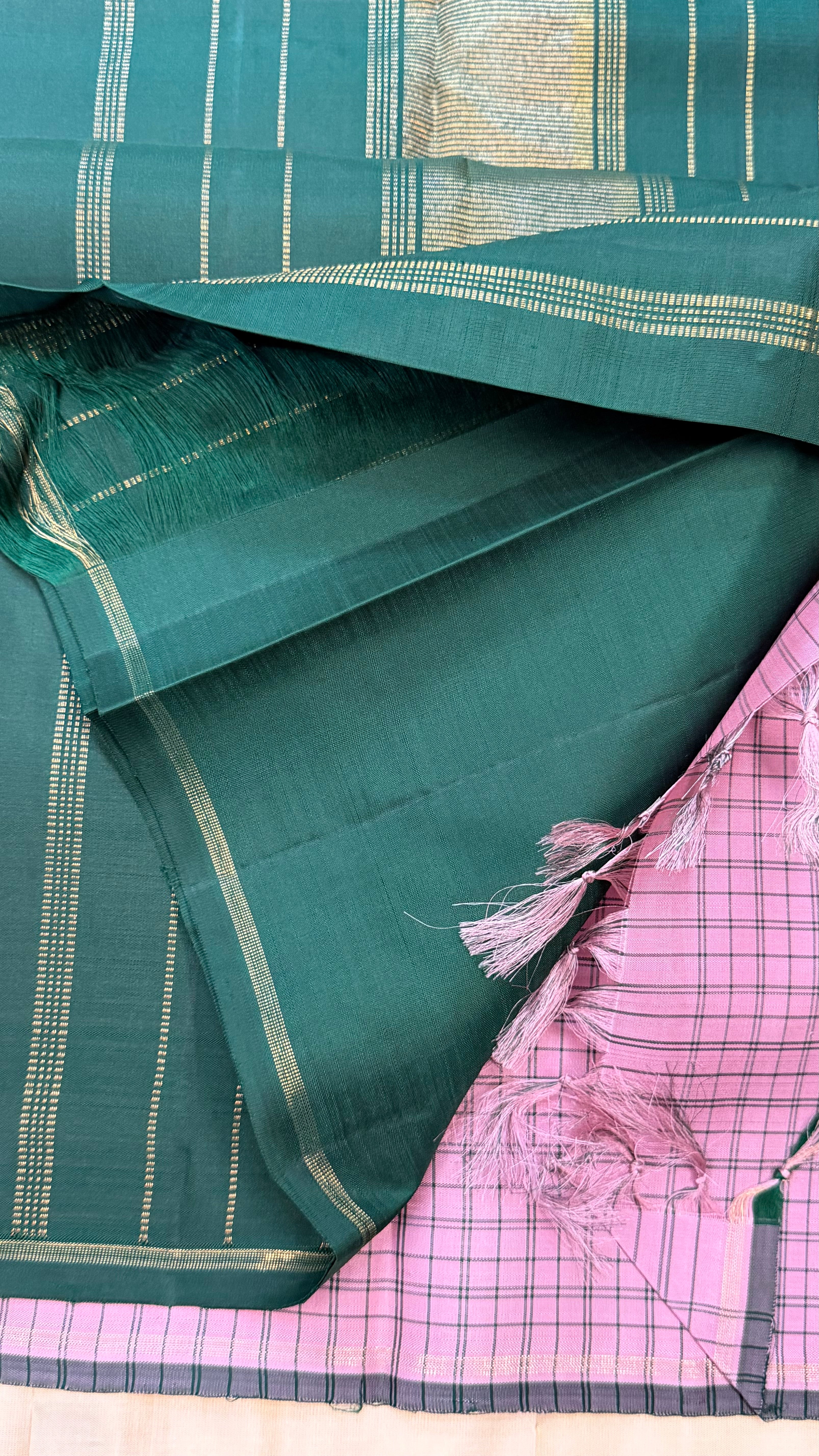 Pink kattam borderless/ Kanjipuram silk